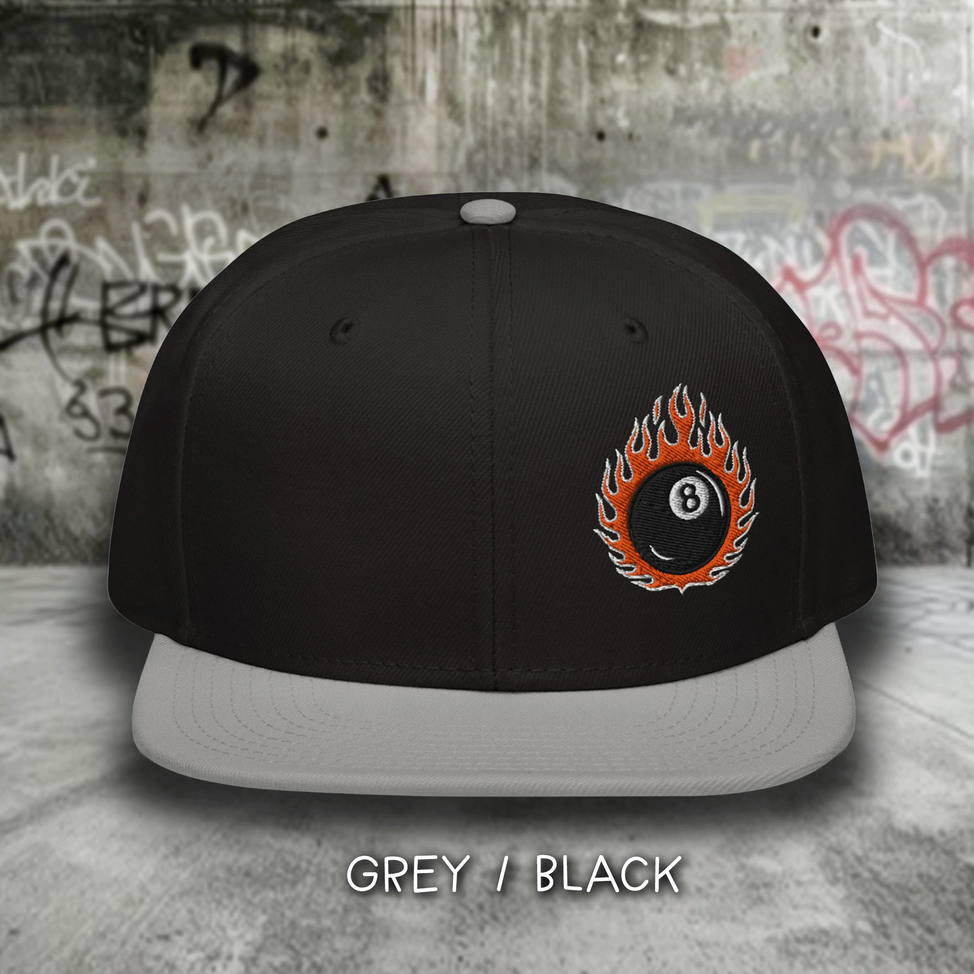 Embroidered 8 Ball Streetwear Snapback Cap
