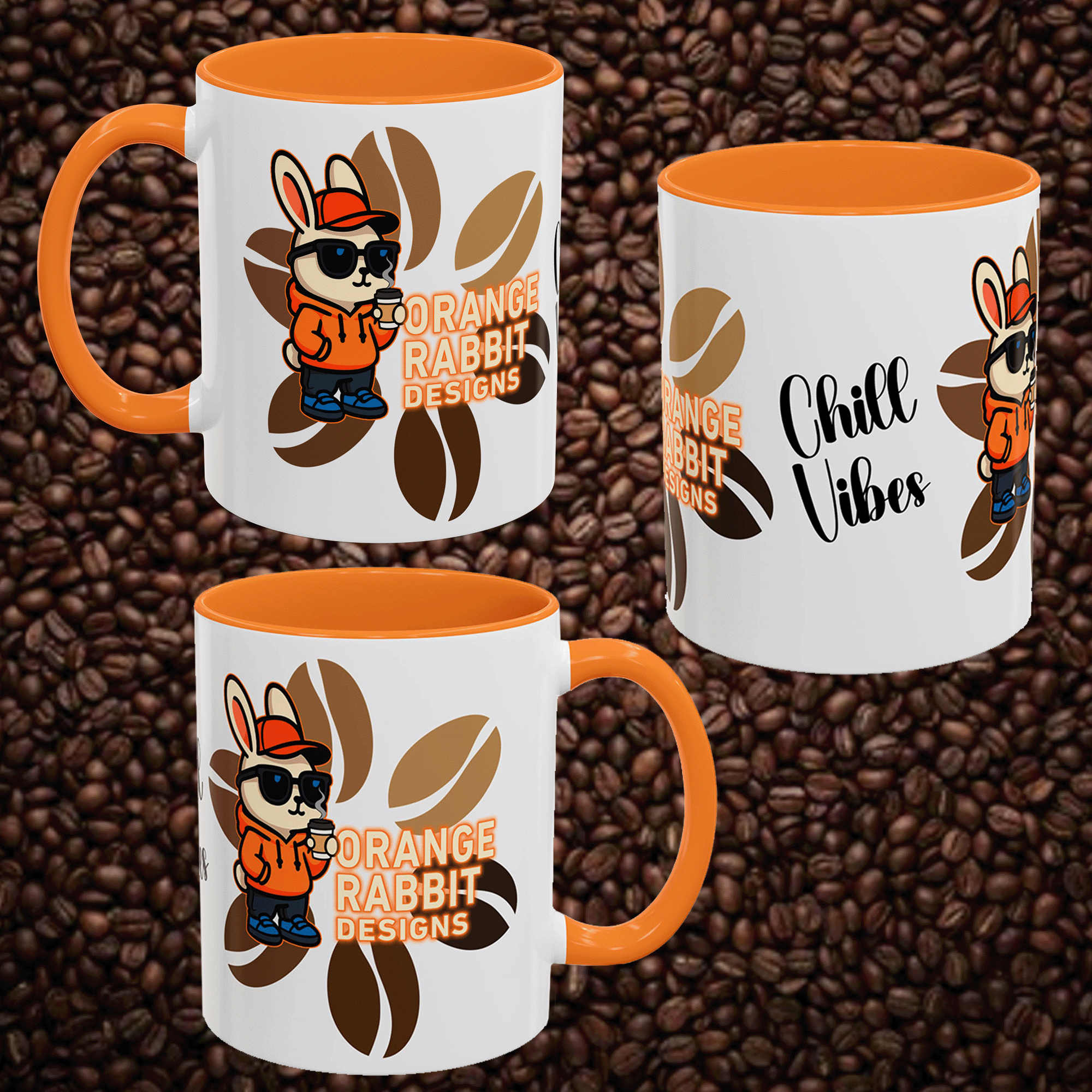 Orange Rabbit Chill Vibes Colorful Mug 11oz