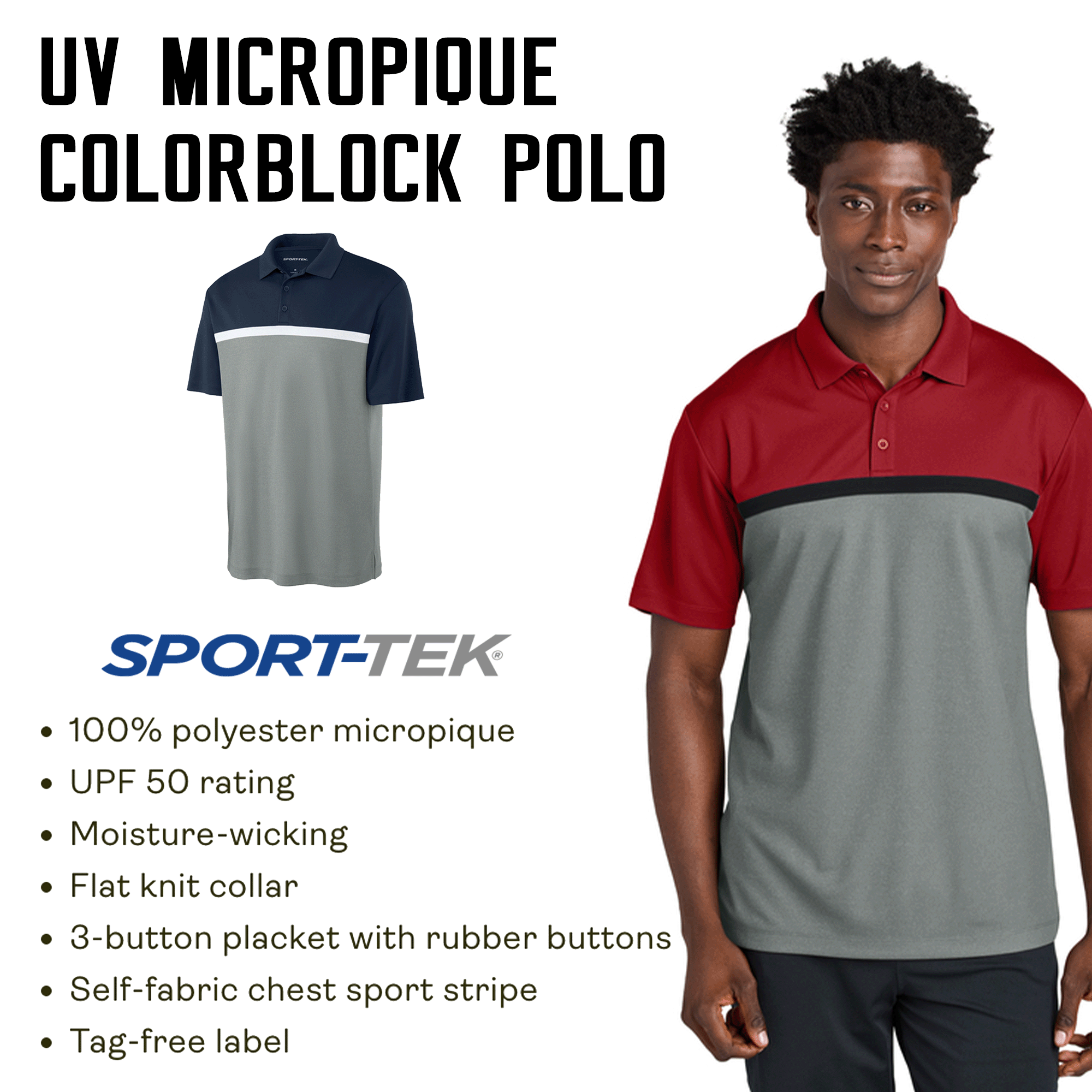 Personalized Number Sport-tek Colorblock Polo