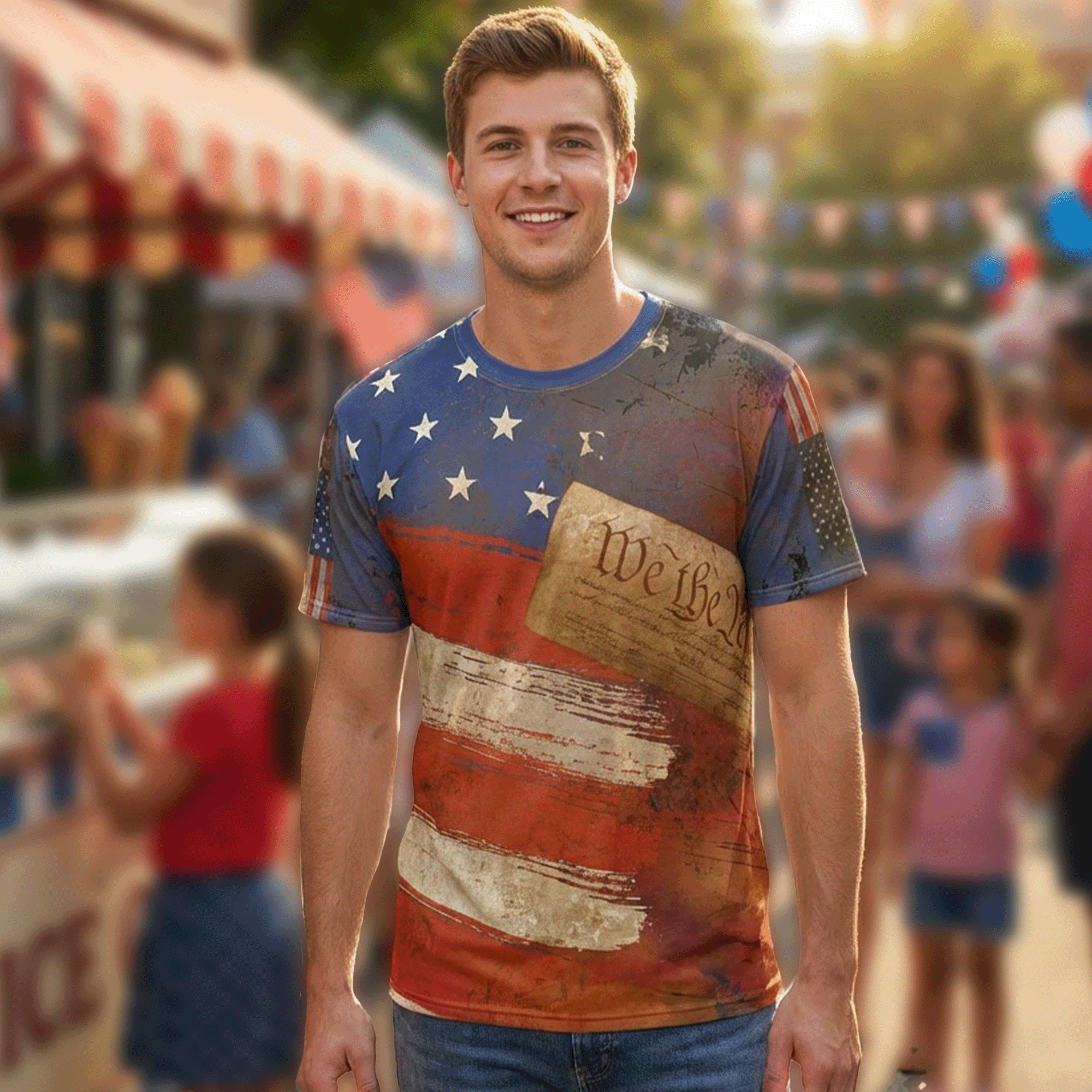 American Flag and Eagle Grunge Streetwear T-shirt