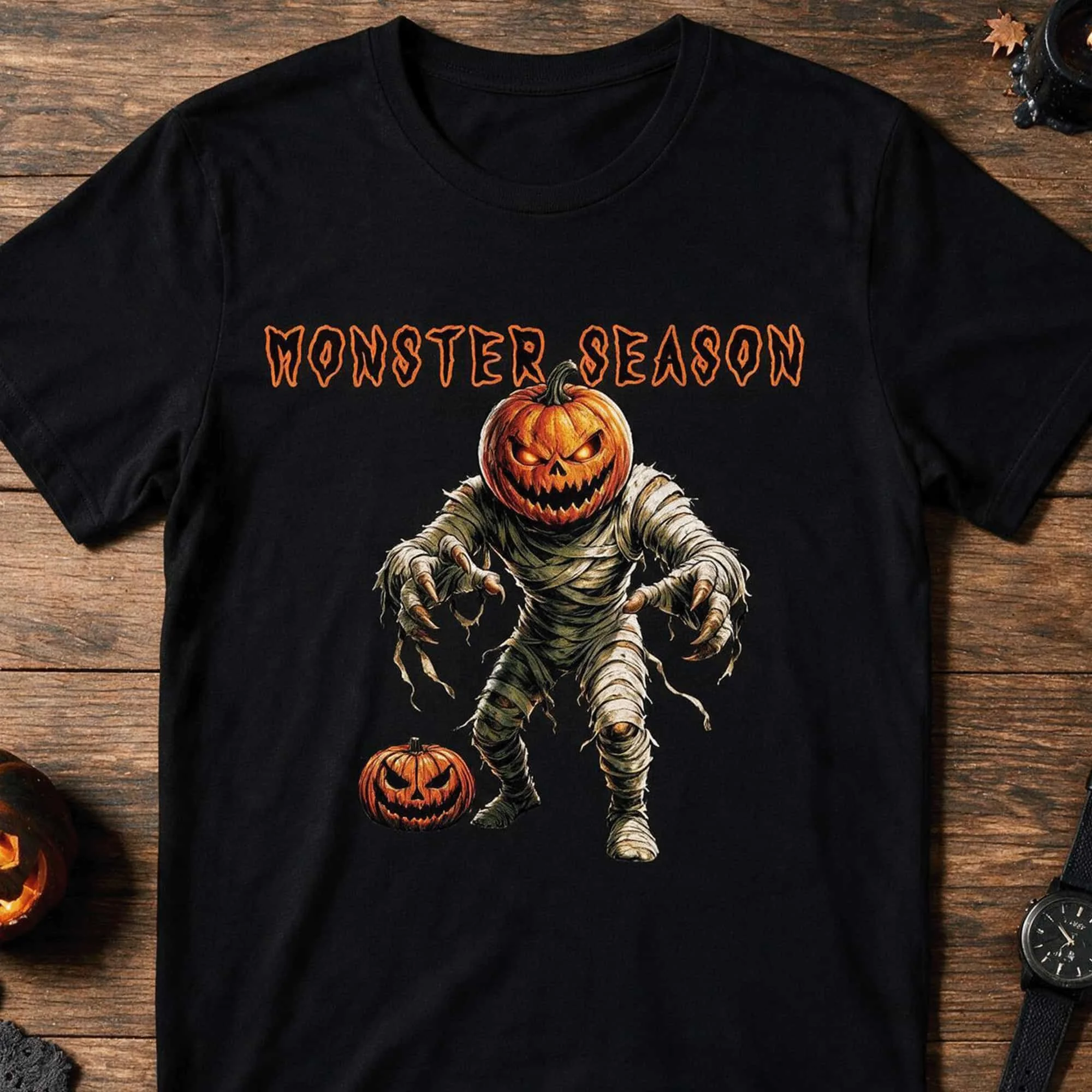 Pumpkin Head Mummy Monster Recycled Tee
