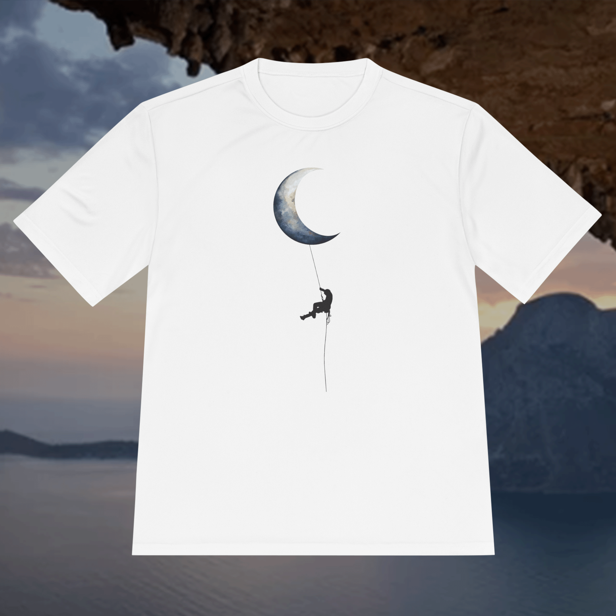Rock Climber Crescent Moon Minimalist T-Shirt
