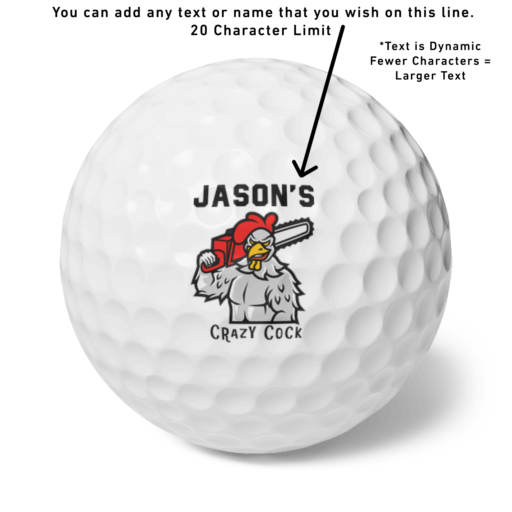 PERSONALIZED Crazy Cock Golf Balls