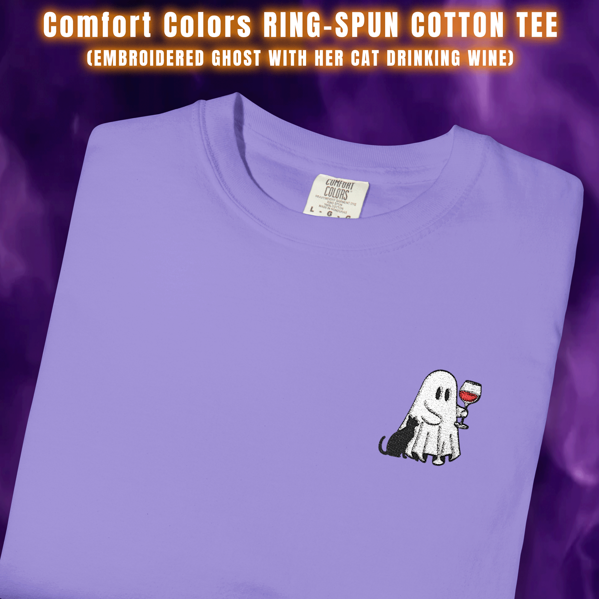 Embroidered Ghost with Wine Tee