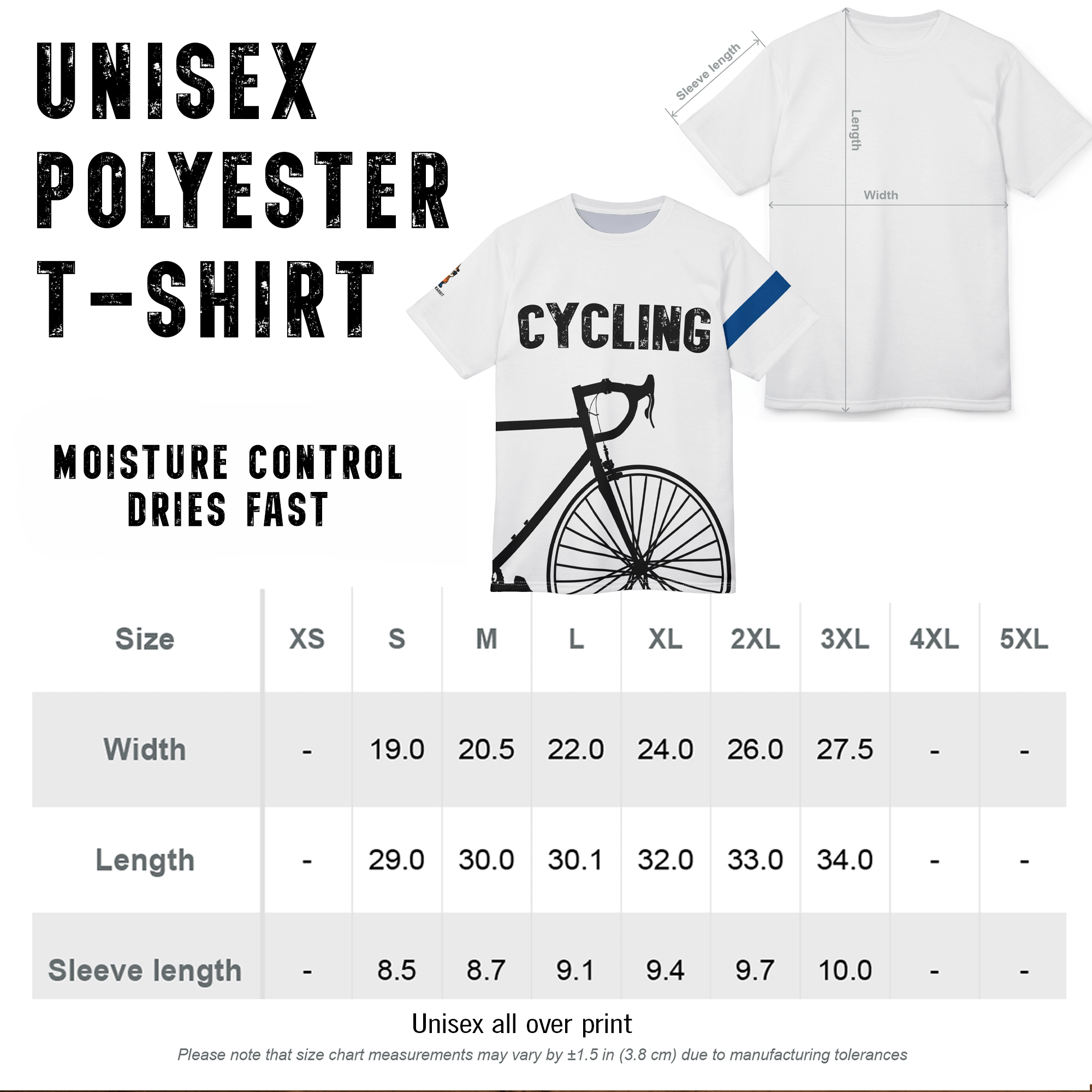Cycling All Over Print Moisture-Wicking Unisex Tee