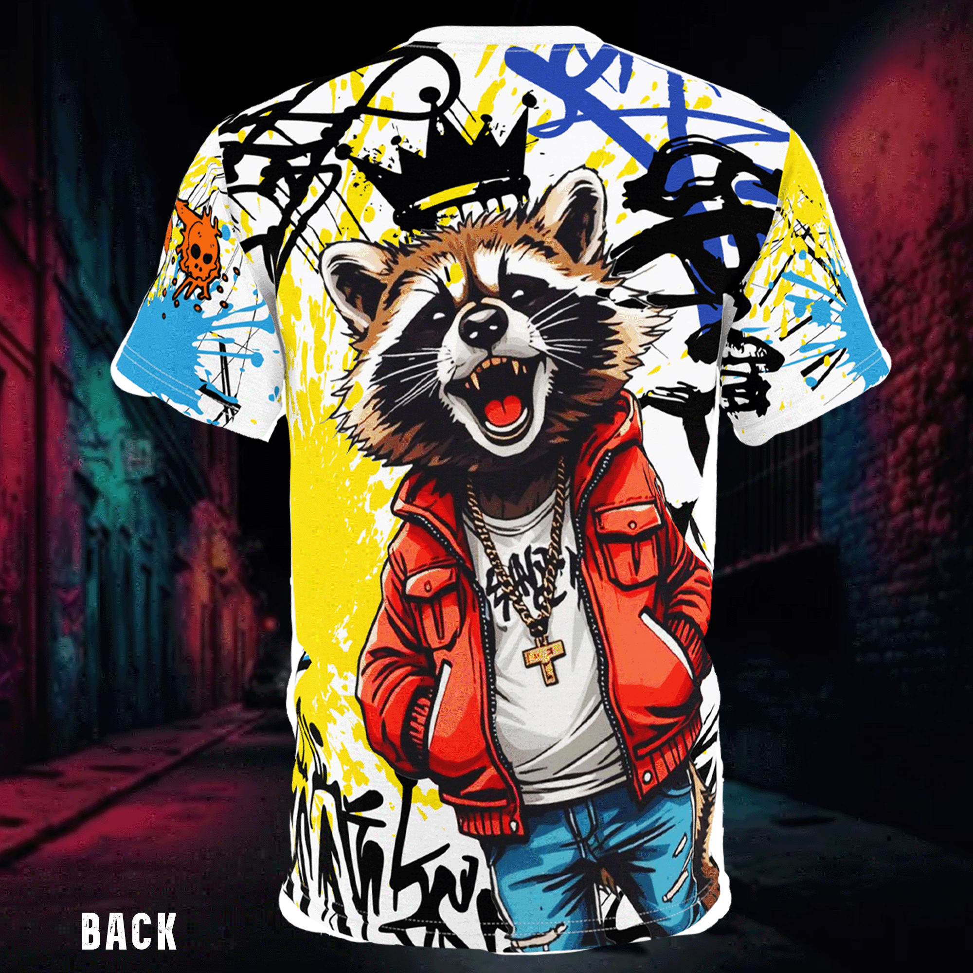 Graffiti Raccoon Streetwear T-shirt