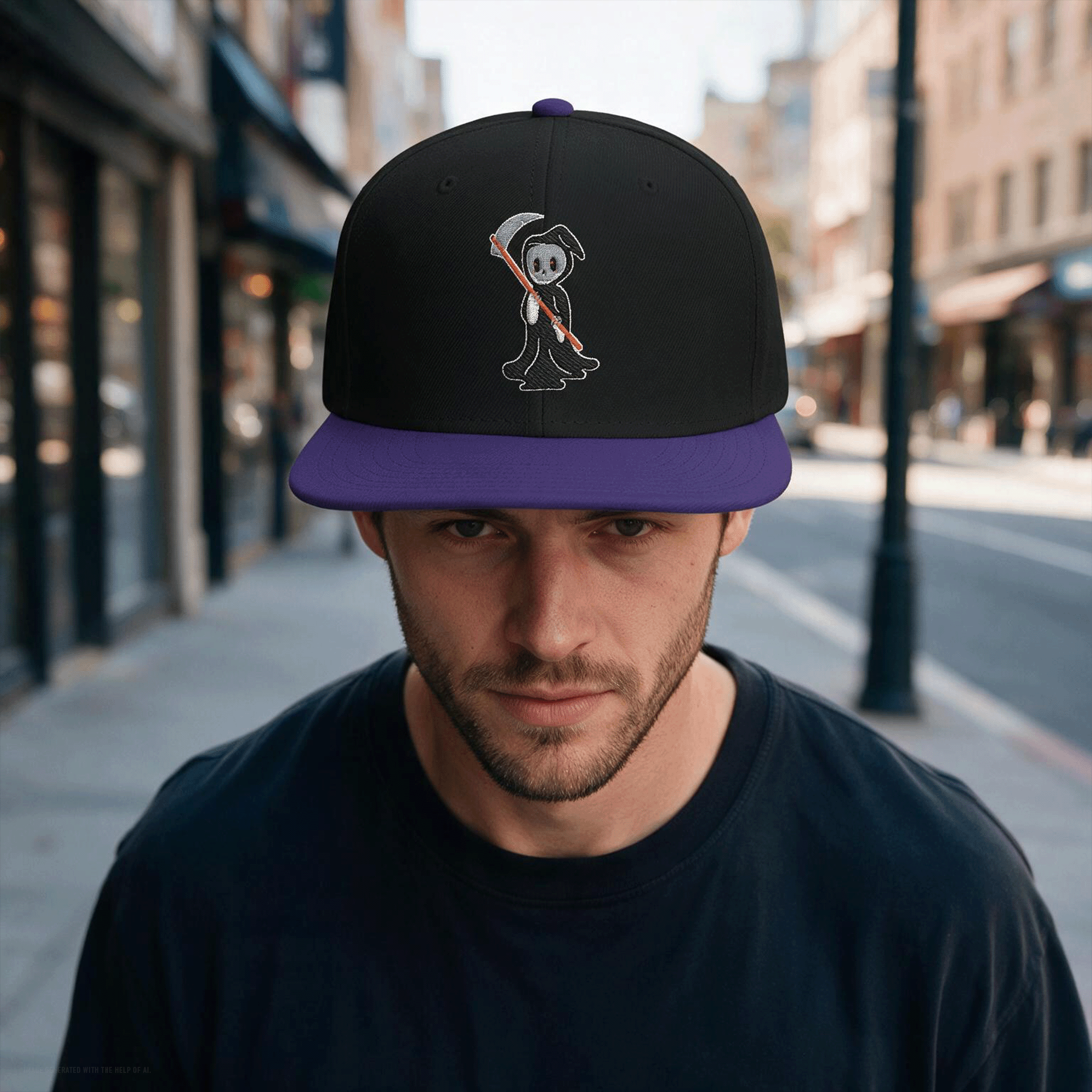 Embroidered Halloween Grim Reaper Snapback Hat