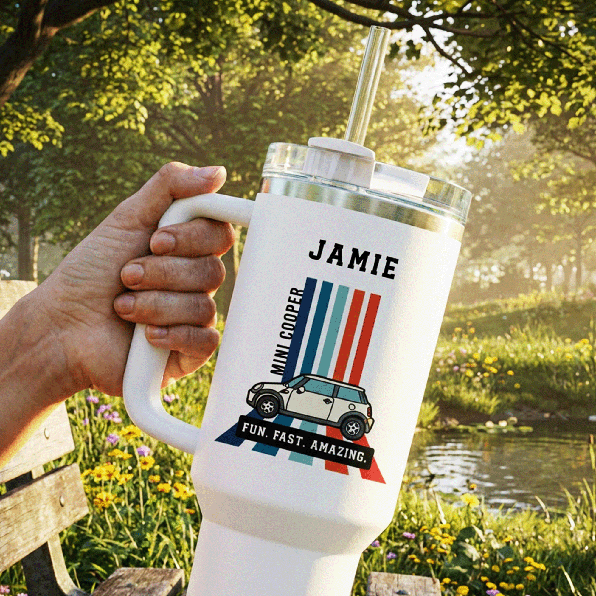 Personalized Mini Fun Fast Insulated 40oz Travel Mug with Straw