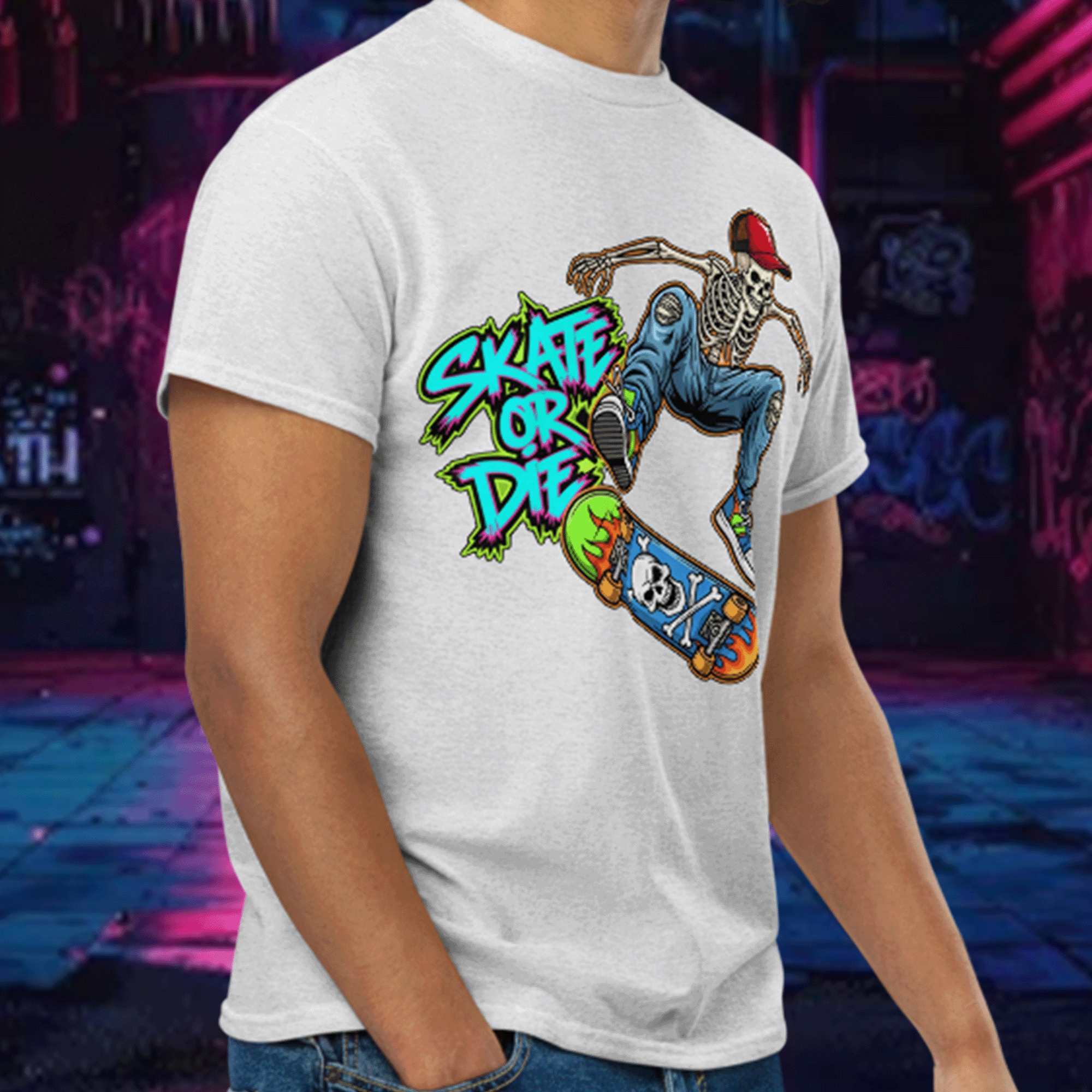 Skate or Die Skeleton Dude DryBlend® T-Shirt