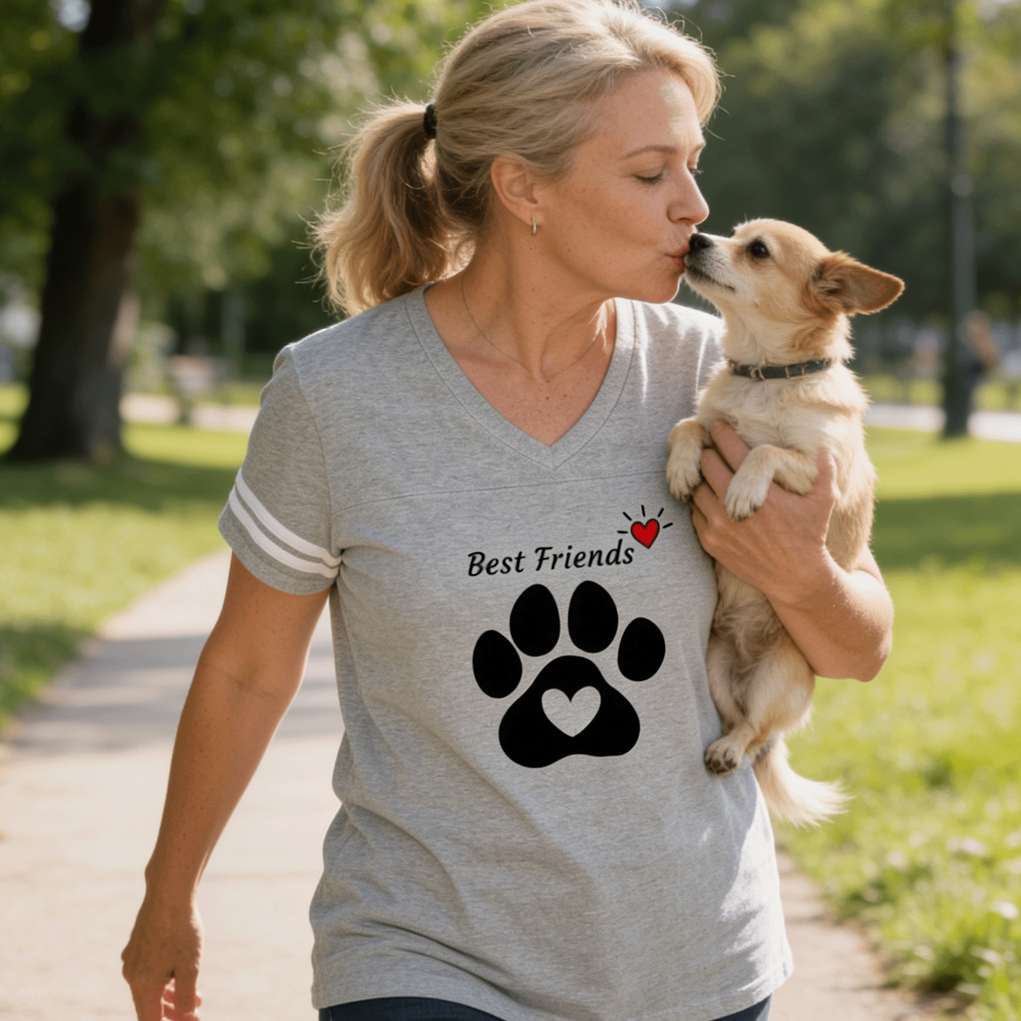 Women’s Dog Paw Best Friends Vintage Sport T-Shirt