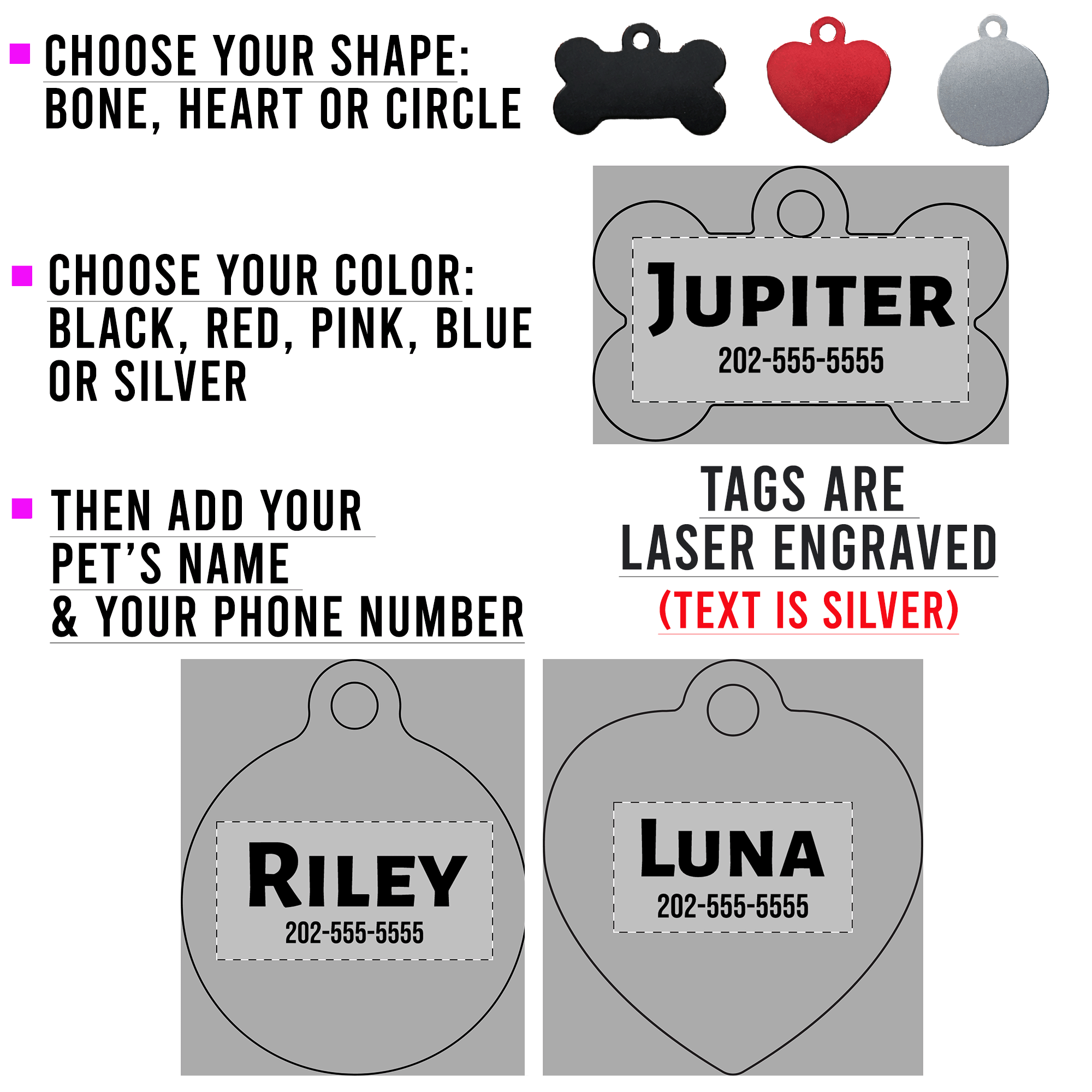 Engraved Pet Tag — Custom Name & Phone ID