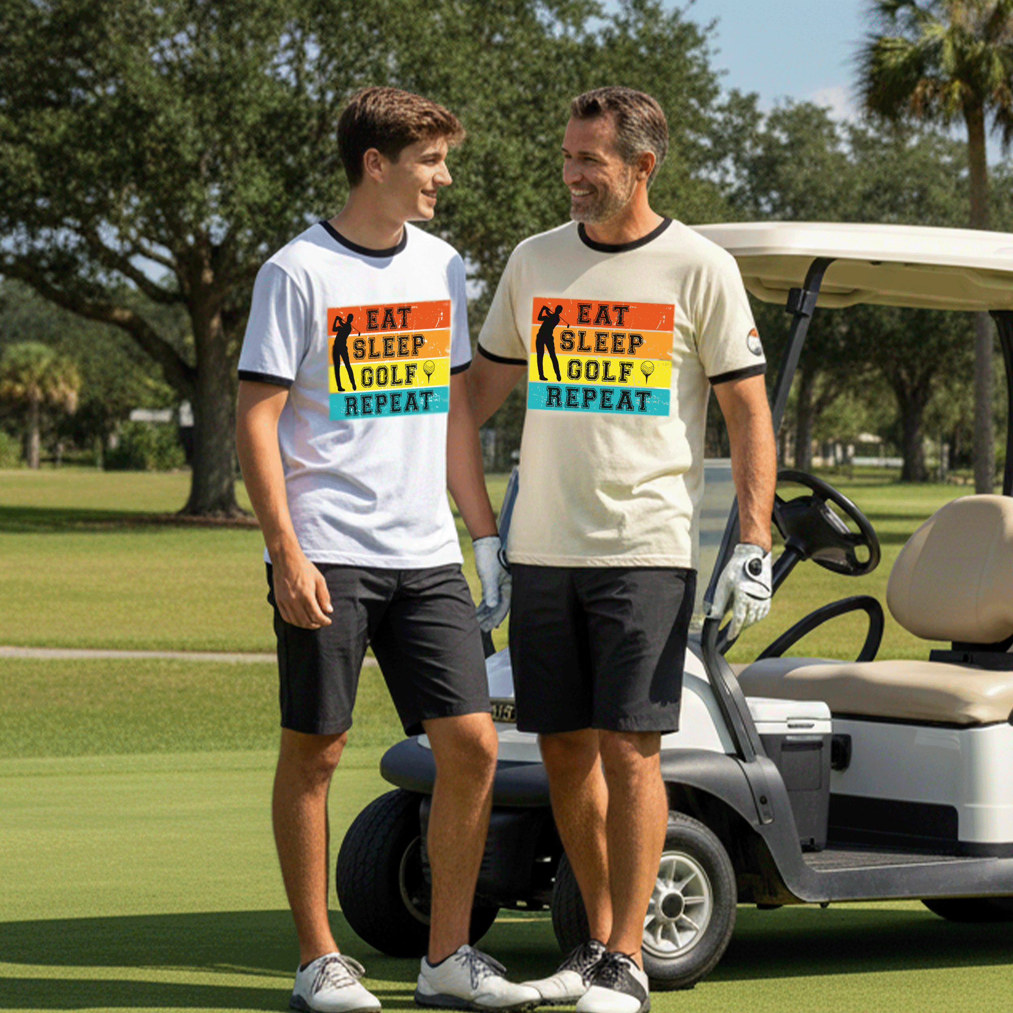 Eat Sleep Golf Repeat Ringer Tee