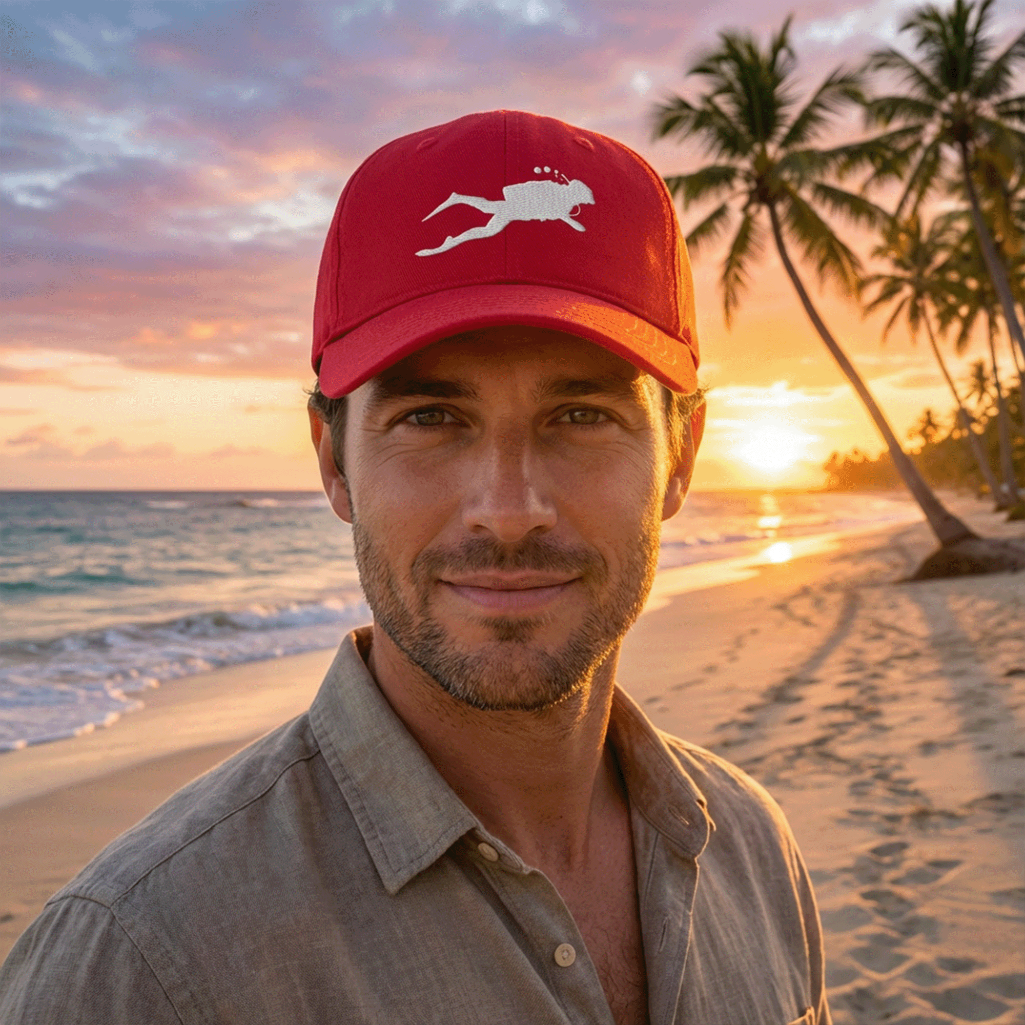 Embroidered Scuba Diver Cap