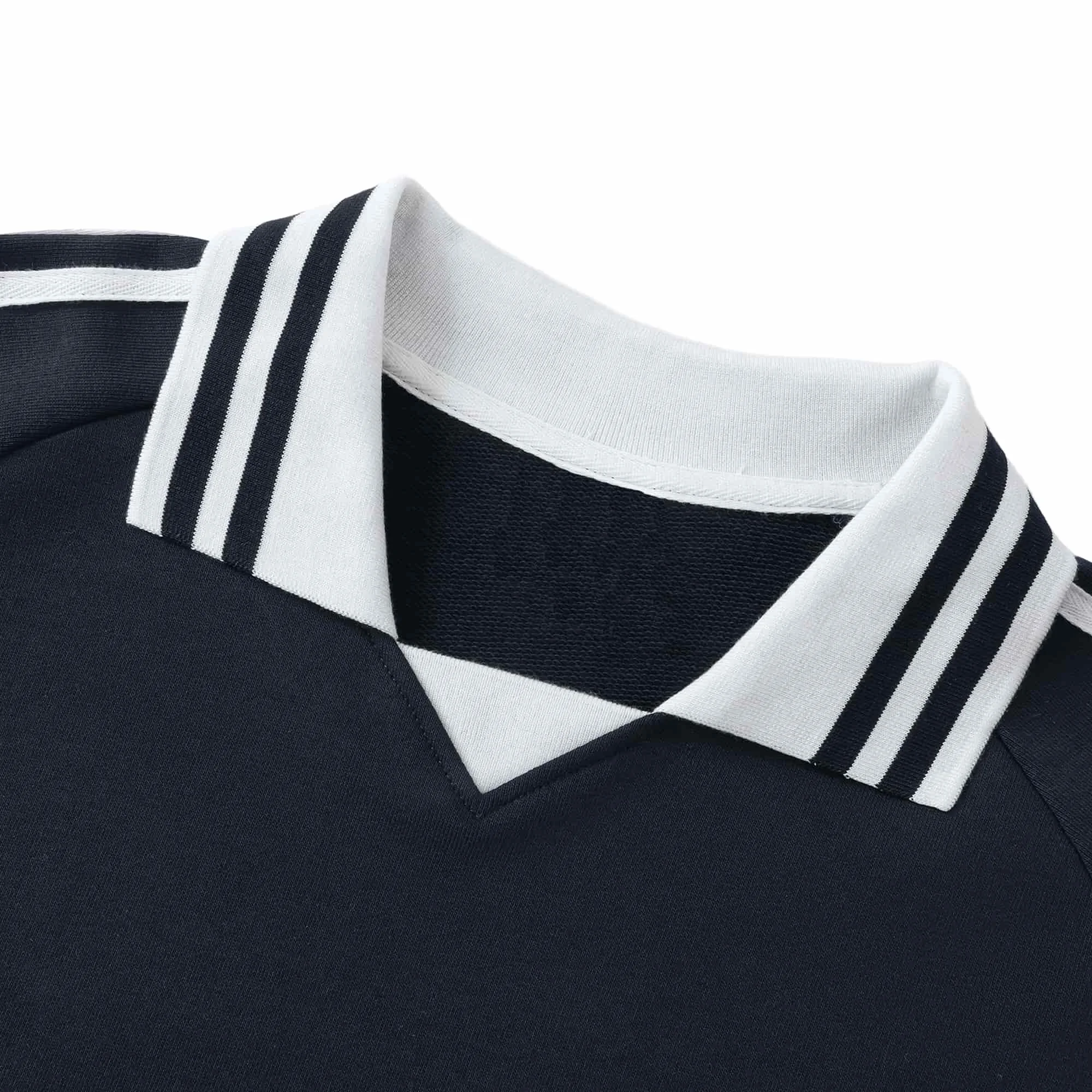 KING Contrast Striped Lapel Collar Sweatshirt