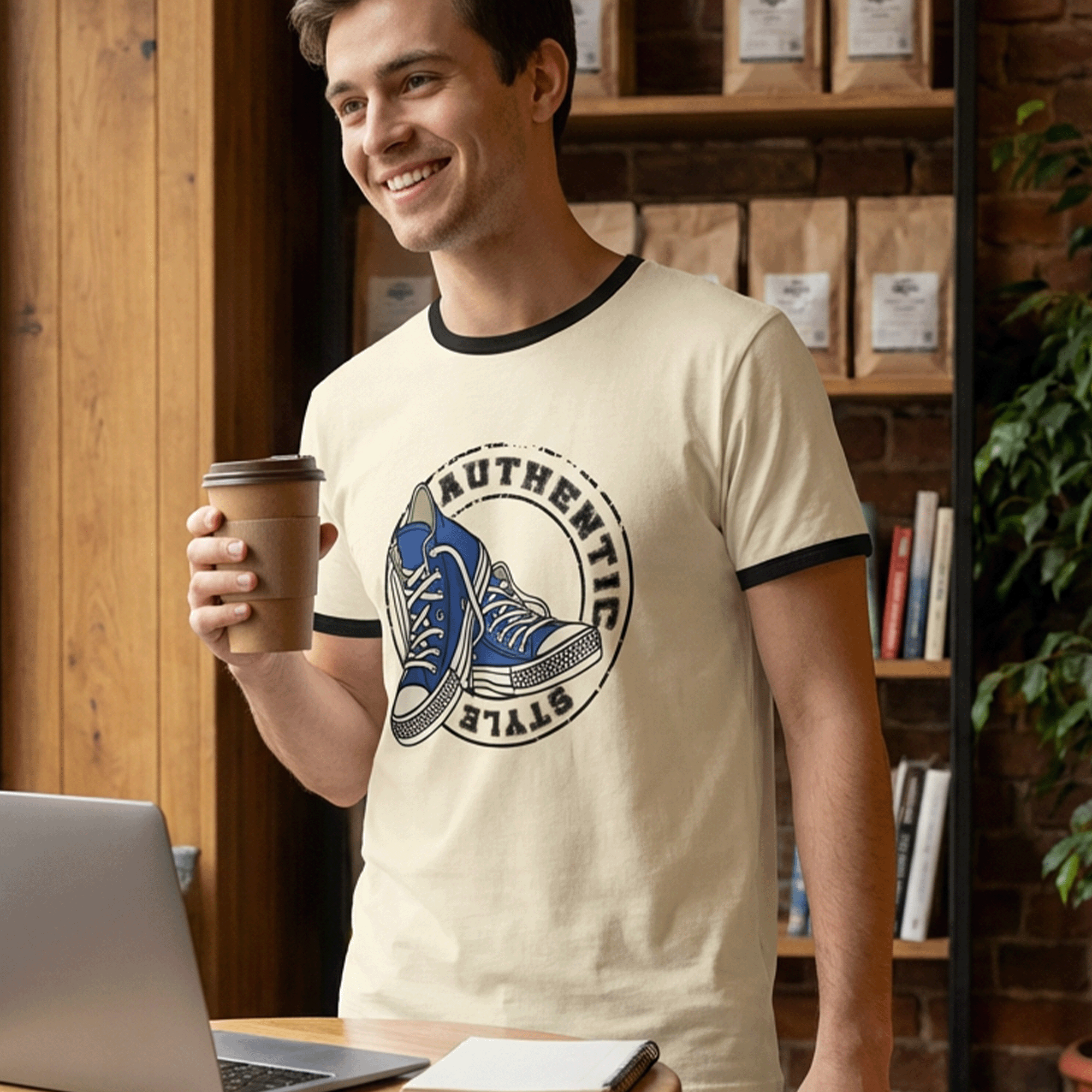 Authentic Style Blue Sneakers Ringer T-shirt