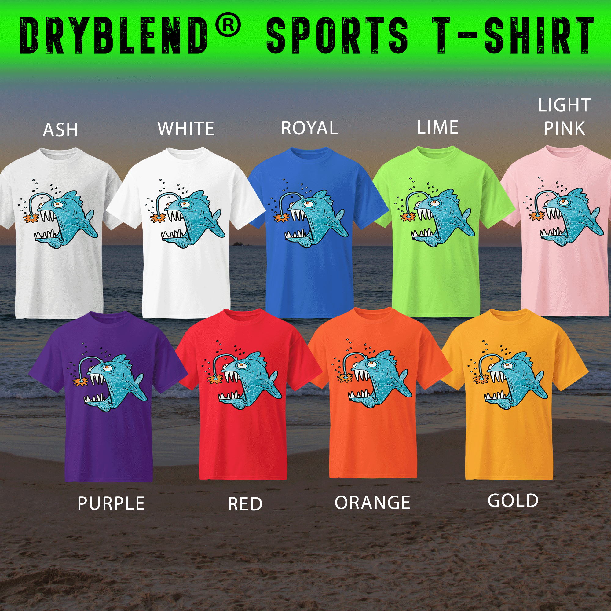 Funky Deep Sea Fish Unisex DryBlend® T-shirt