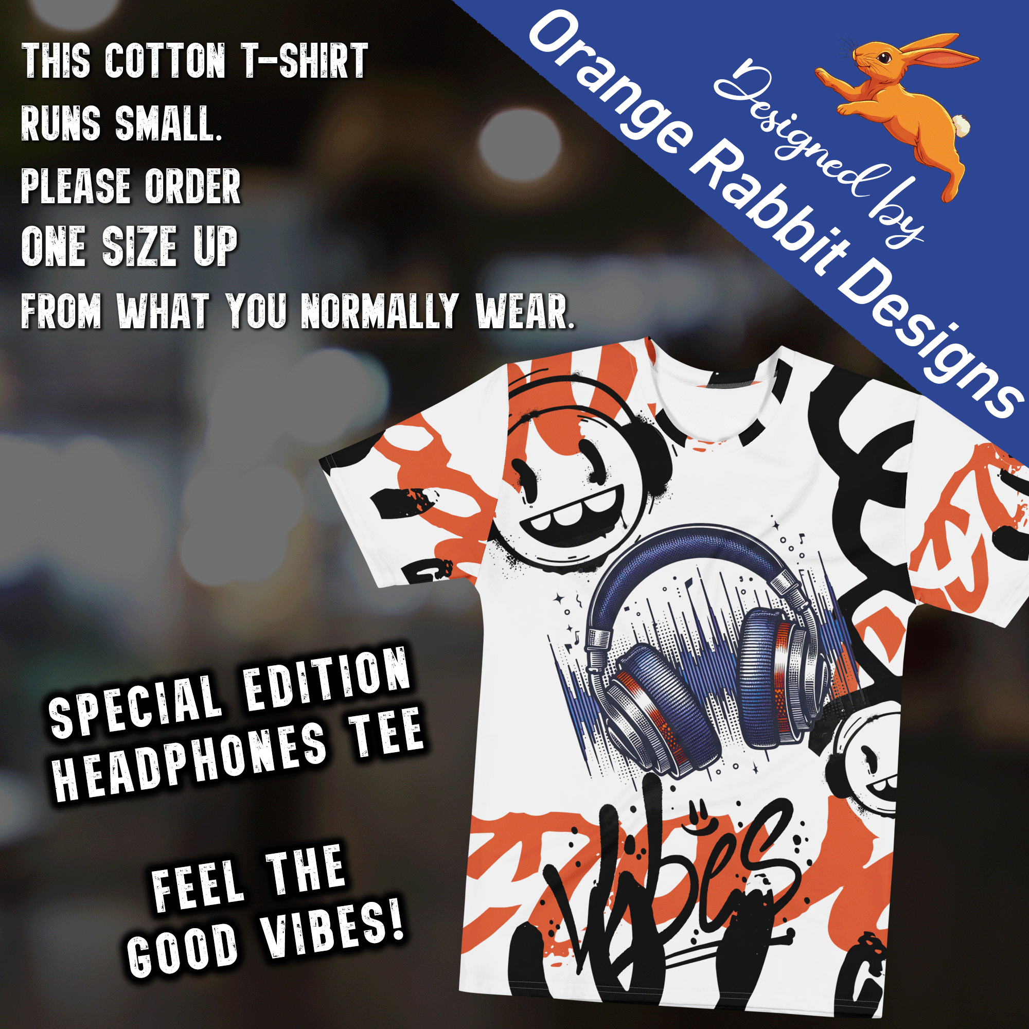 Headphones Good Vibes Graffiti Style Men’s T-shirt