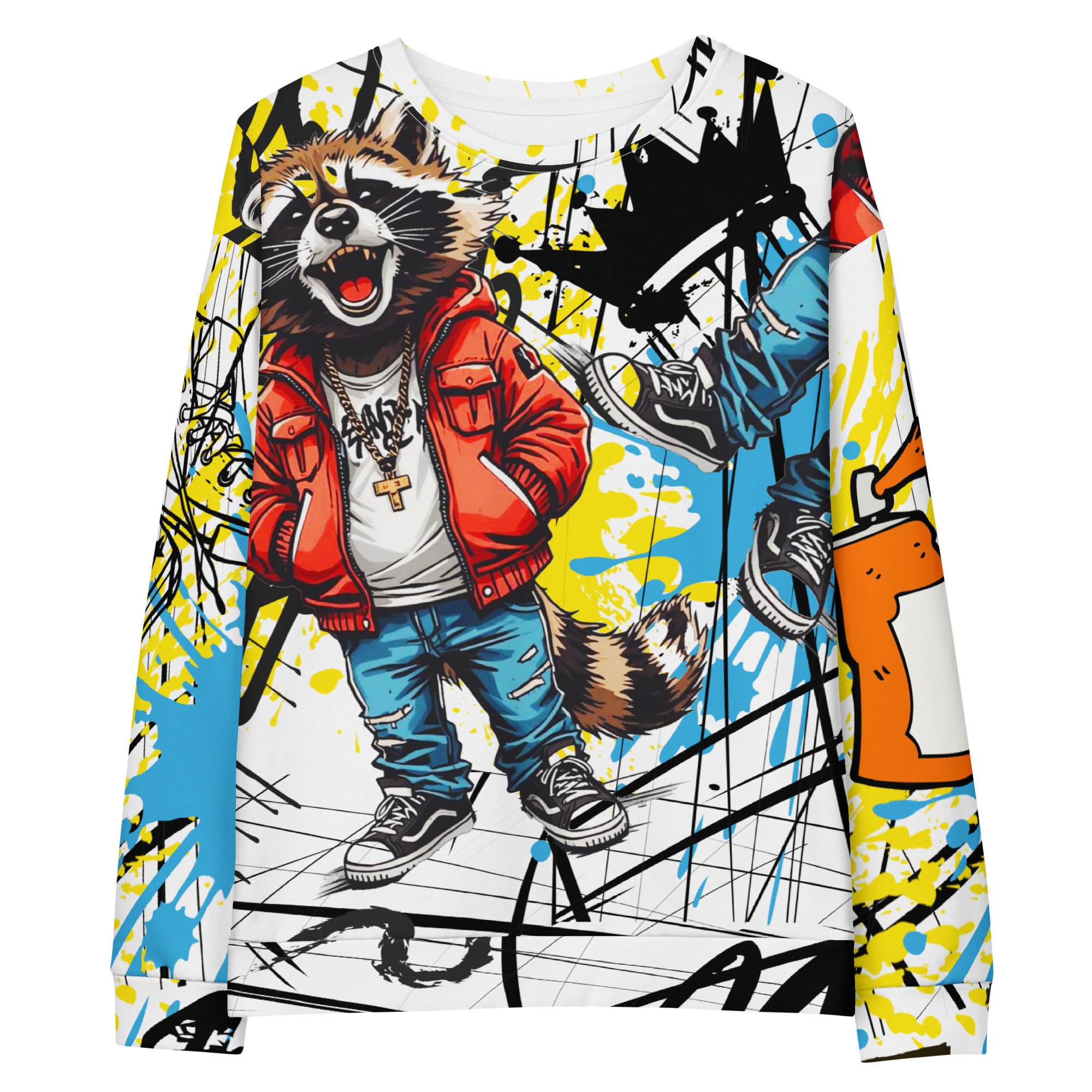 Graffiti Raccoon Cotton Sweatshirt