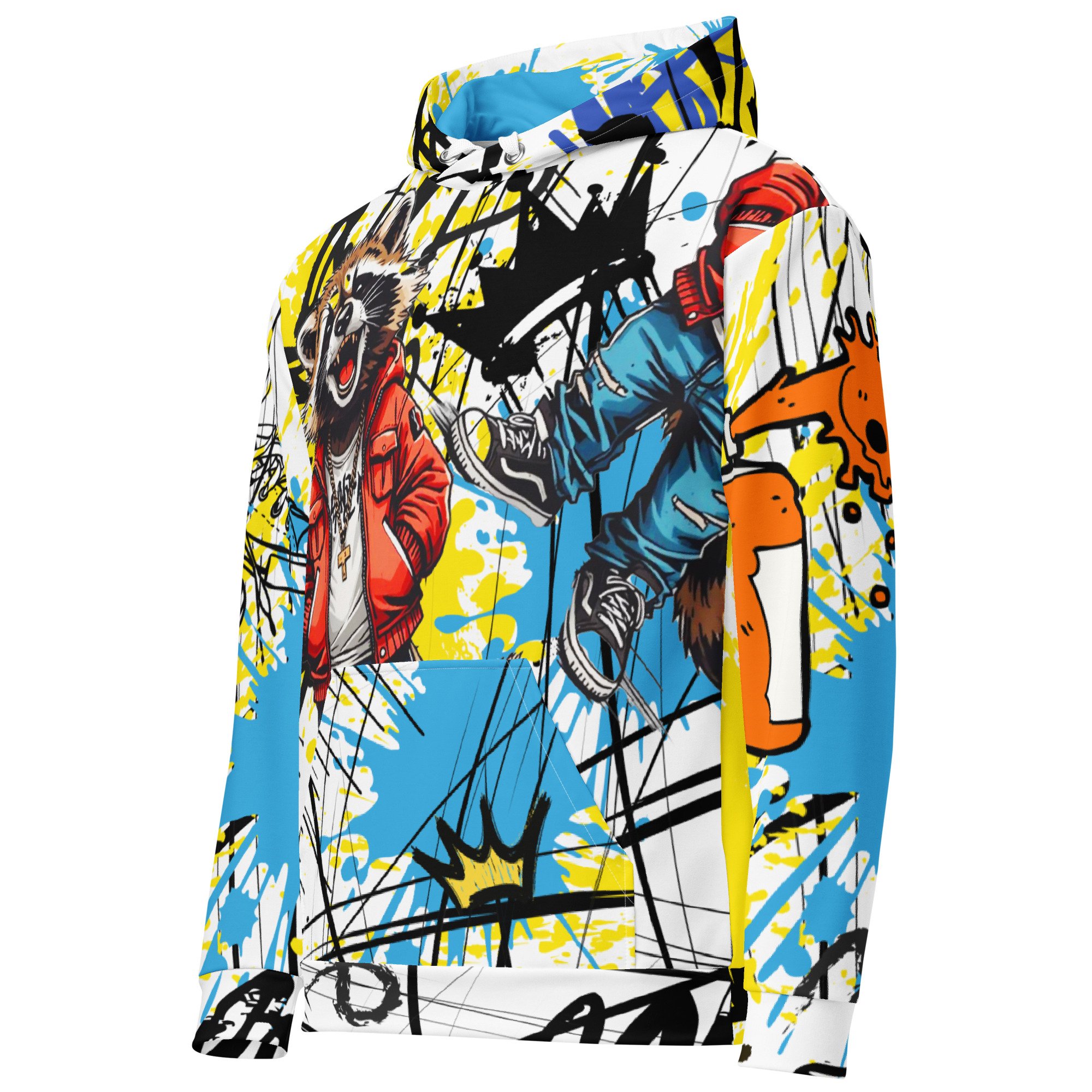 Graffiti Style Raccoon Streetwear Hoodie