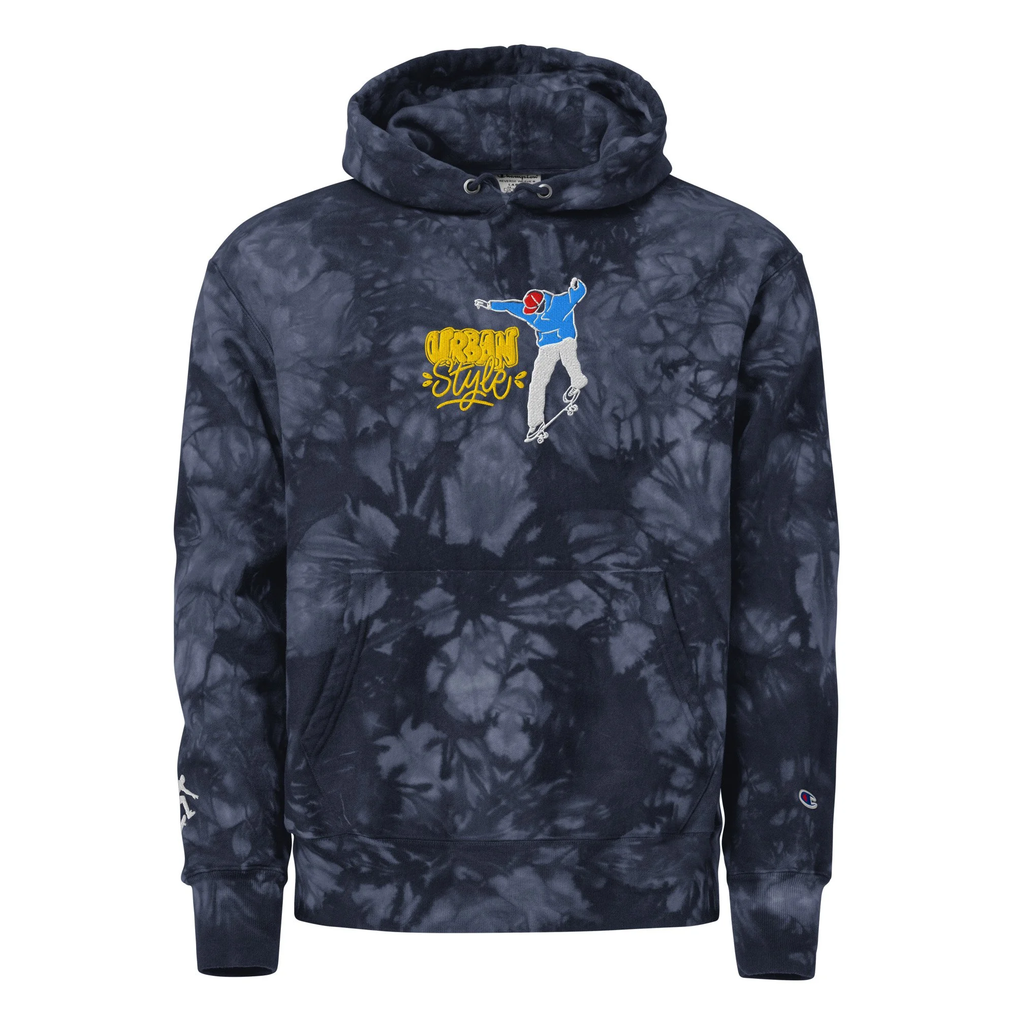 Embroidered Skateboarding Tie-dye Champion Hoodie