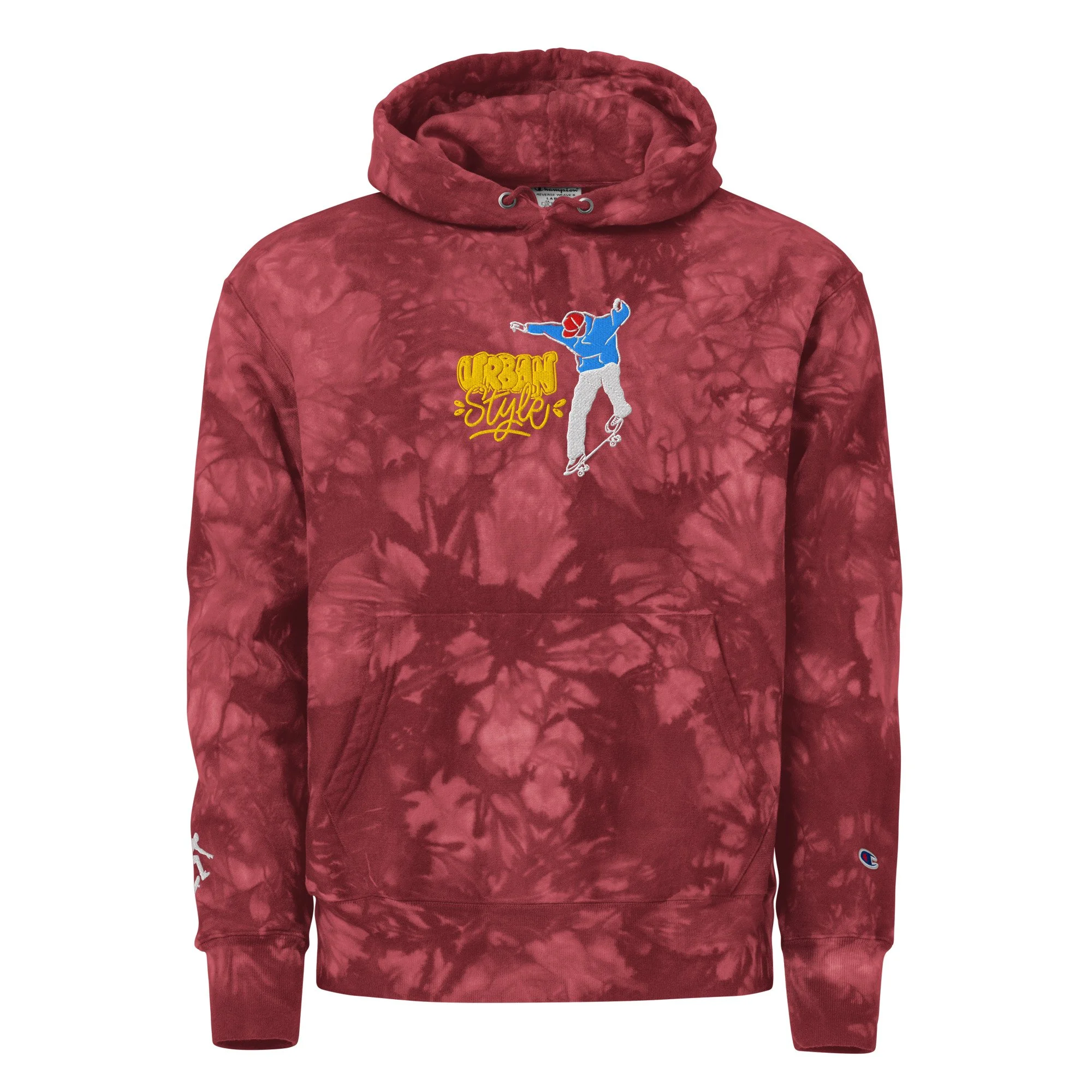 Embroidered Skateboarding Tie-dye Champion Hoodie