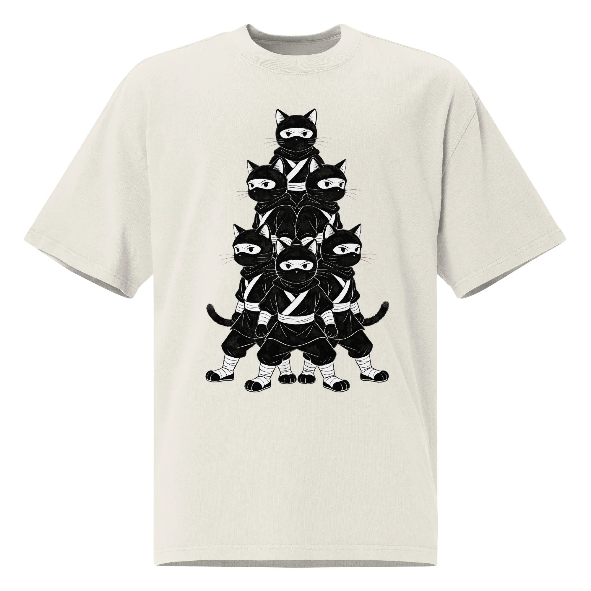 NINJA Cats Oversized Faded T-Shirt