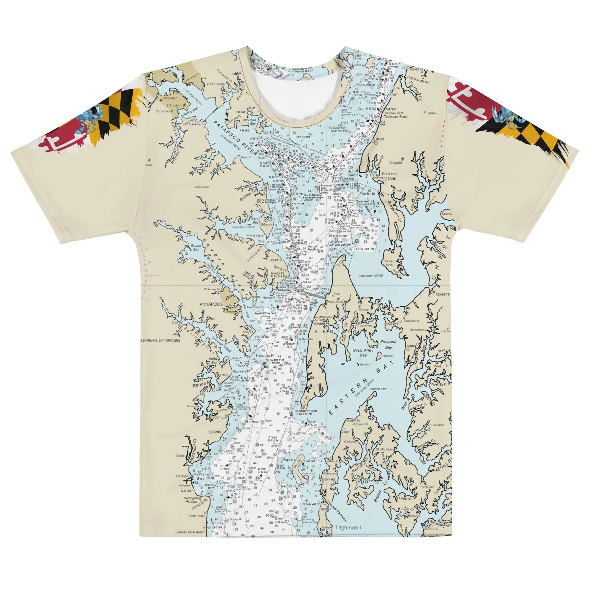 Chesapeake Bay Maryland Nautical Chart Men's T-shirt