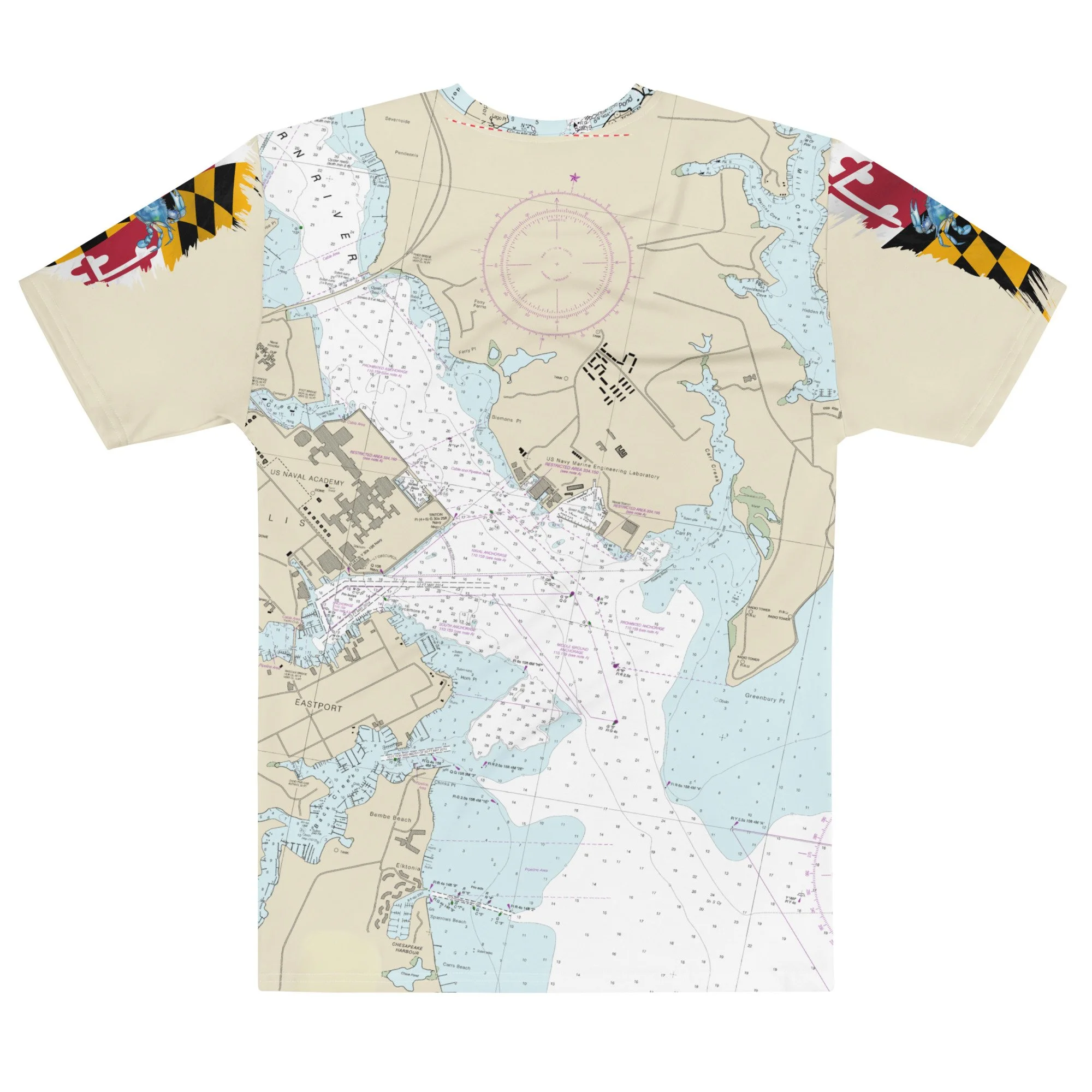 Chesapeake Bay Maryland Nautical Chart Men's T-shirt