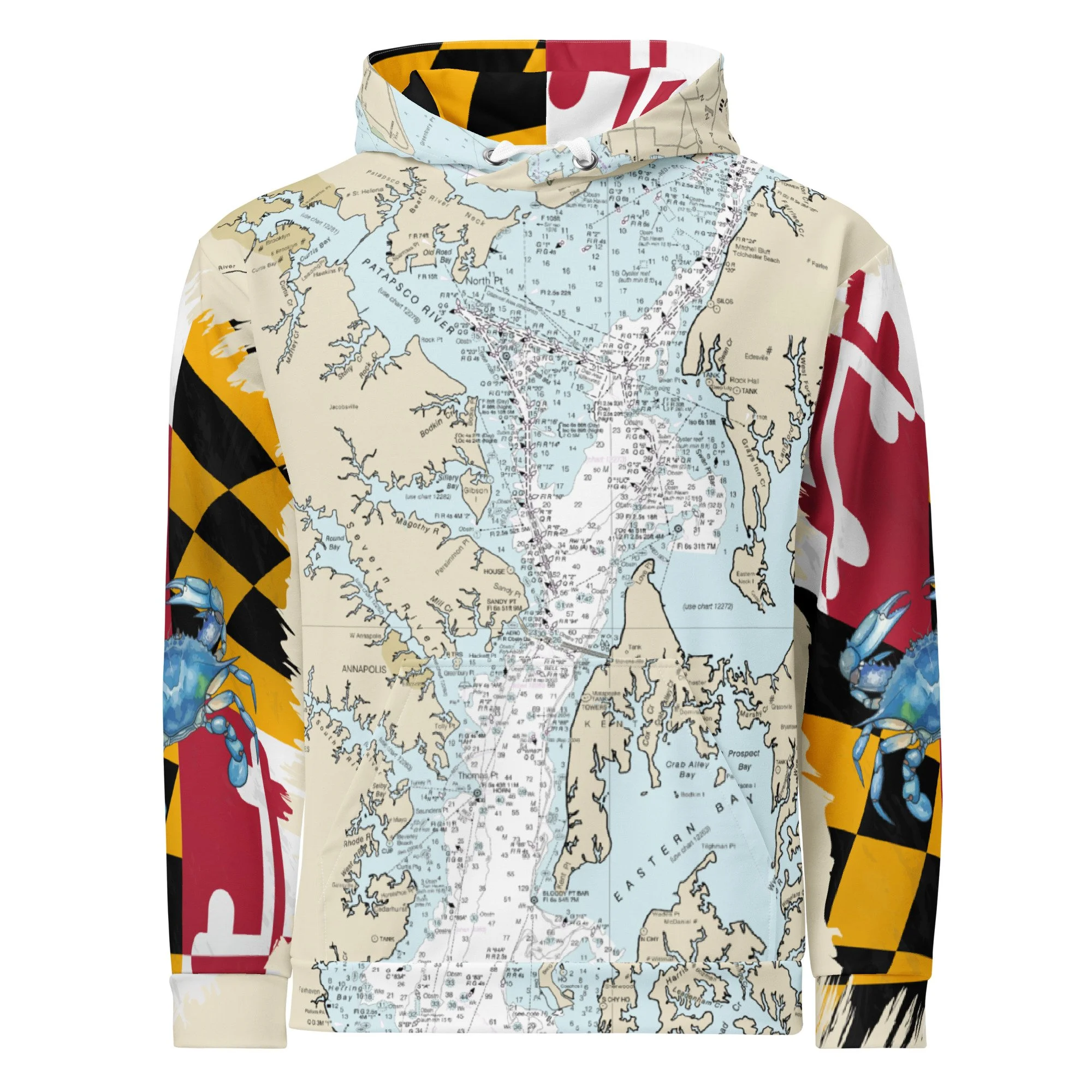 Chesapeake Bay Nautical Chart Hoodie