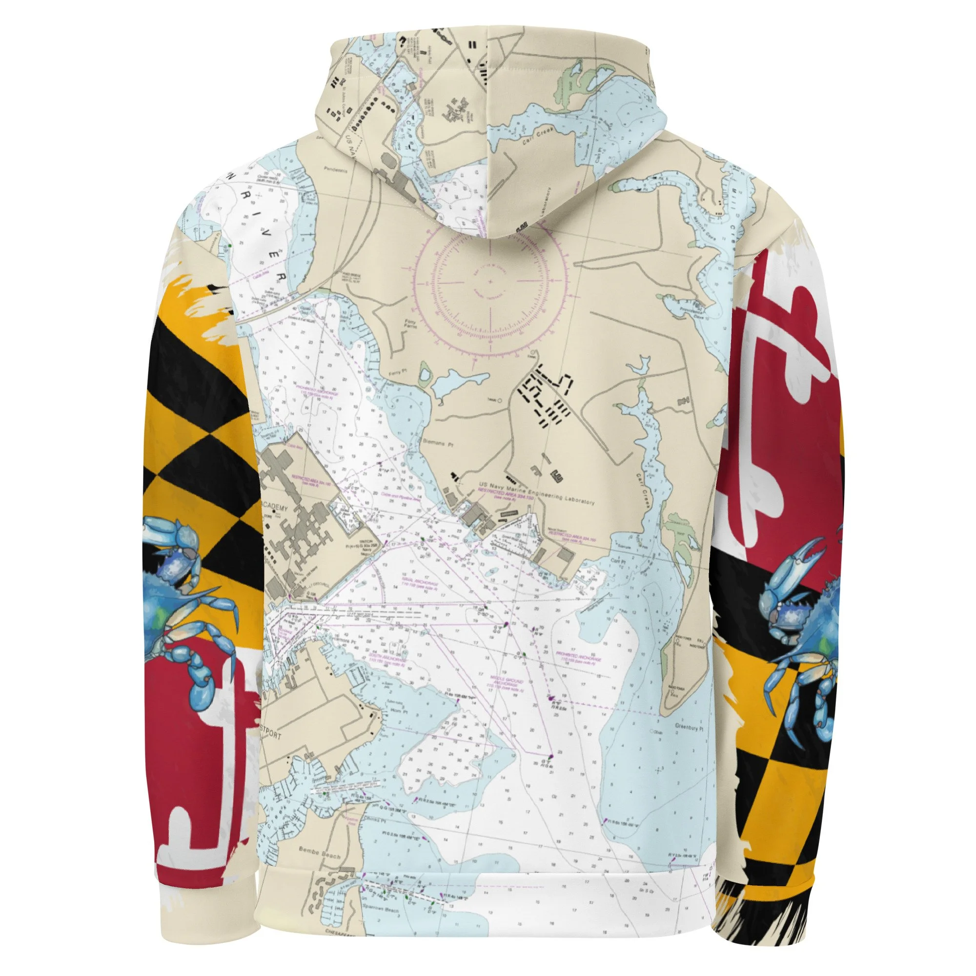 Chesapeake Bay Nautical Chart Hoodie