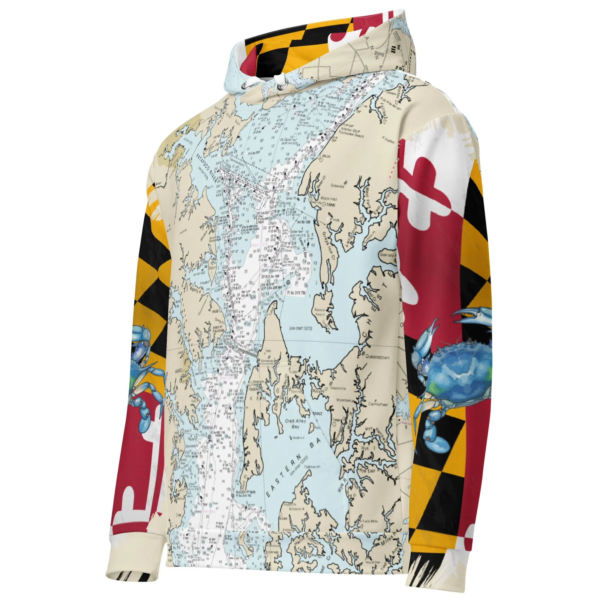 Chesapeake Bay Nautical Chart Hoodie
