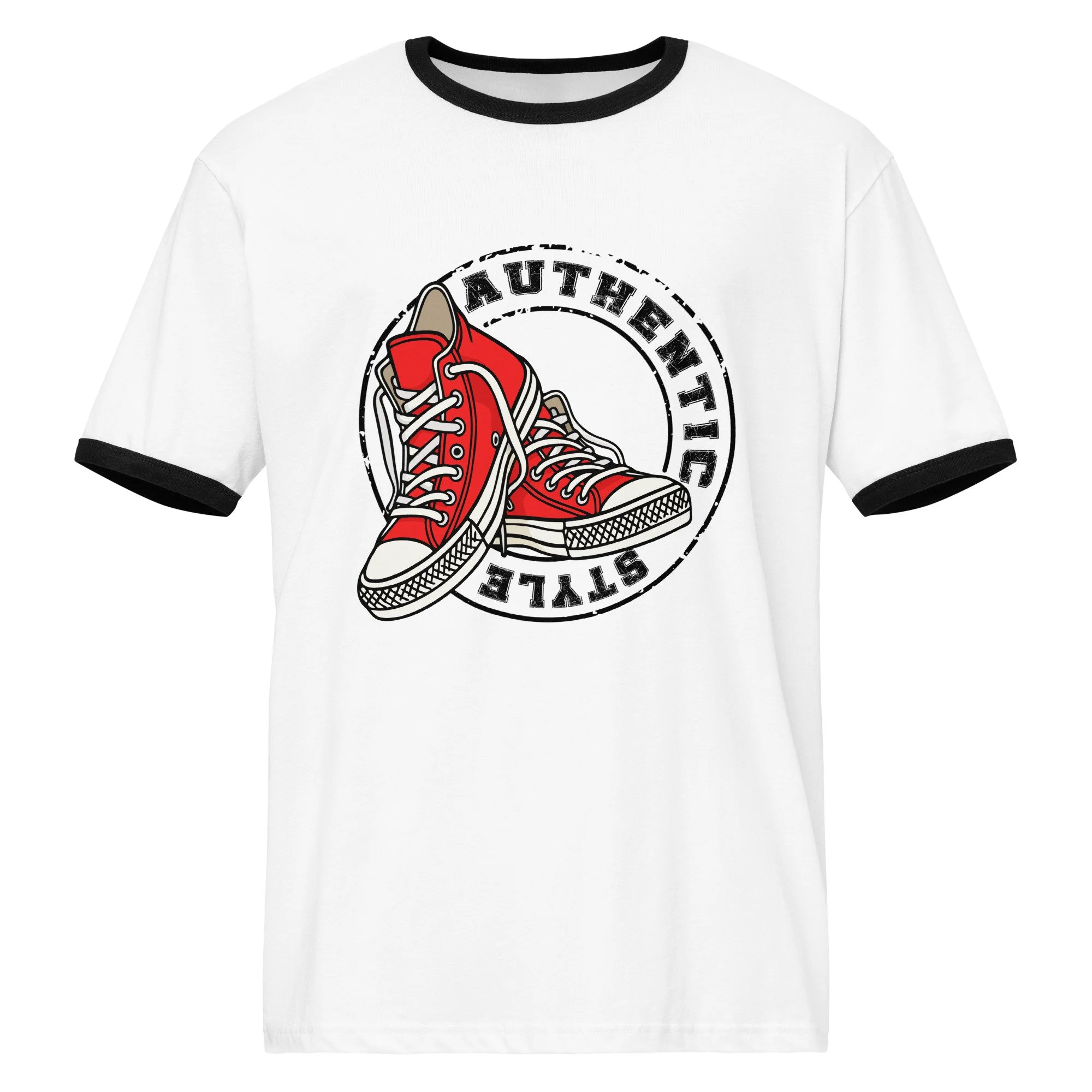 Authentic Style Red Sneakers Ringer T-shirt