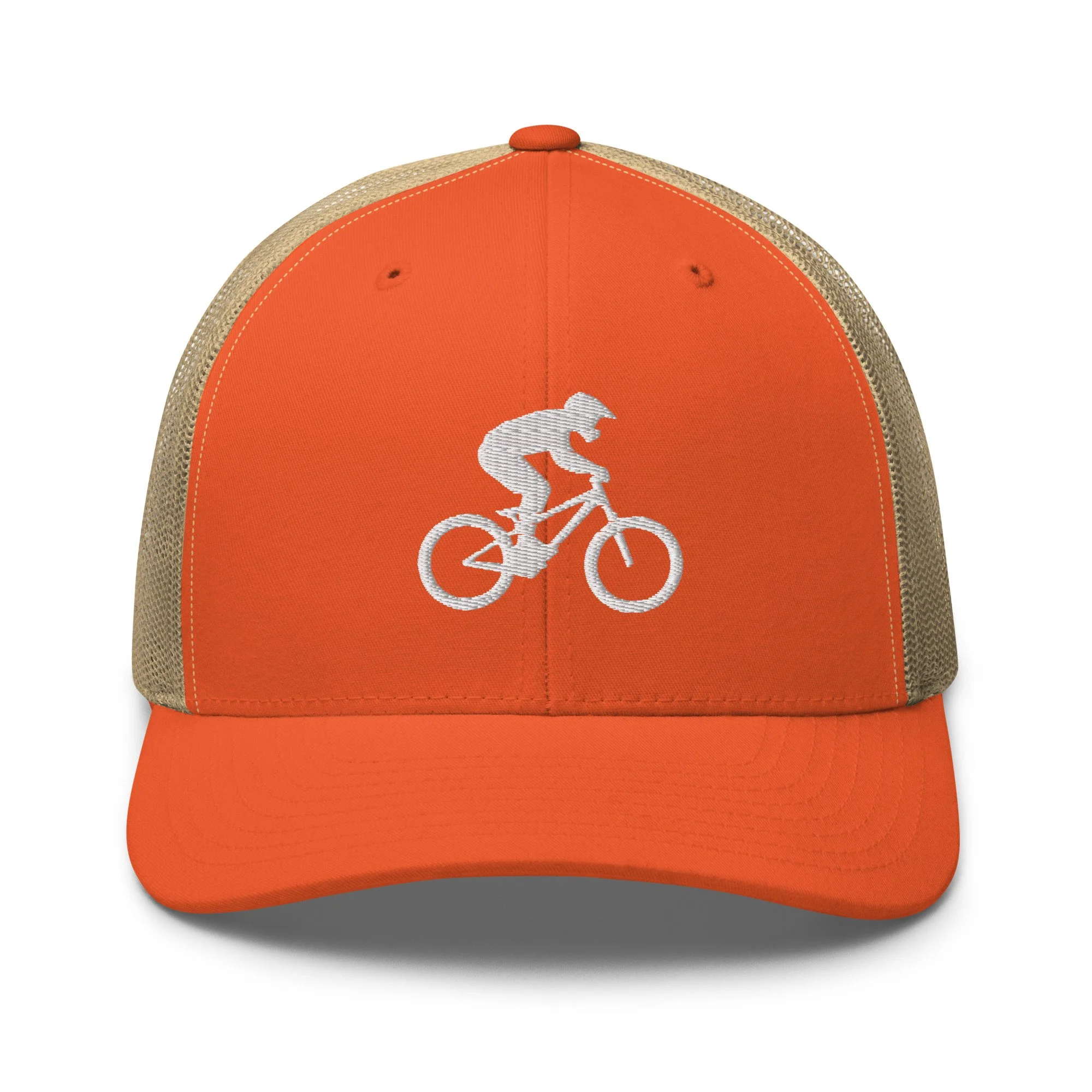 Embroidered Mountain Biker Retro Trucker Cap