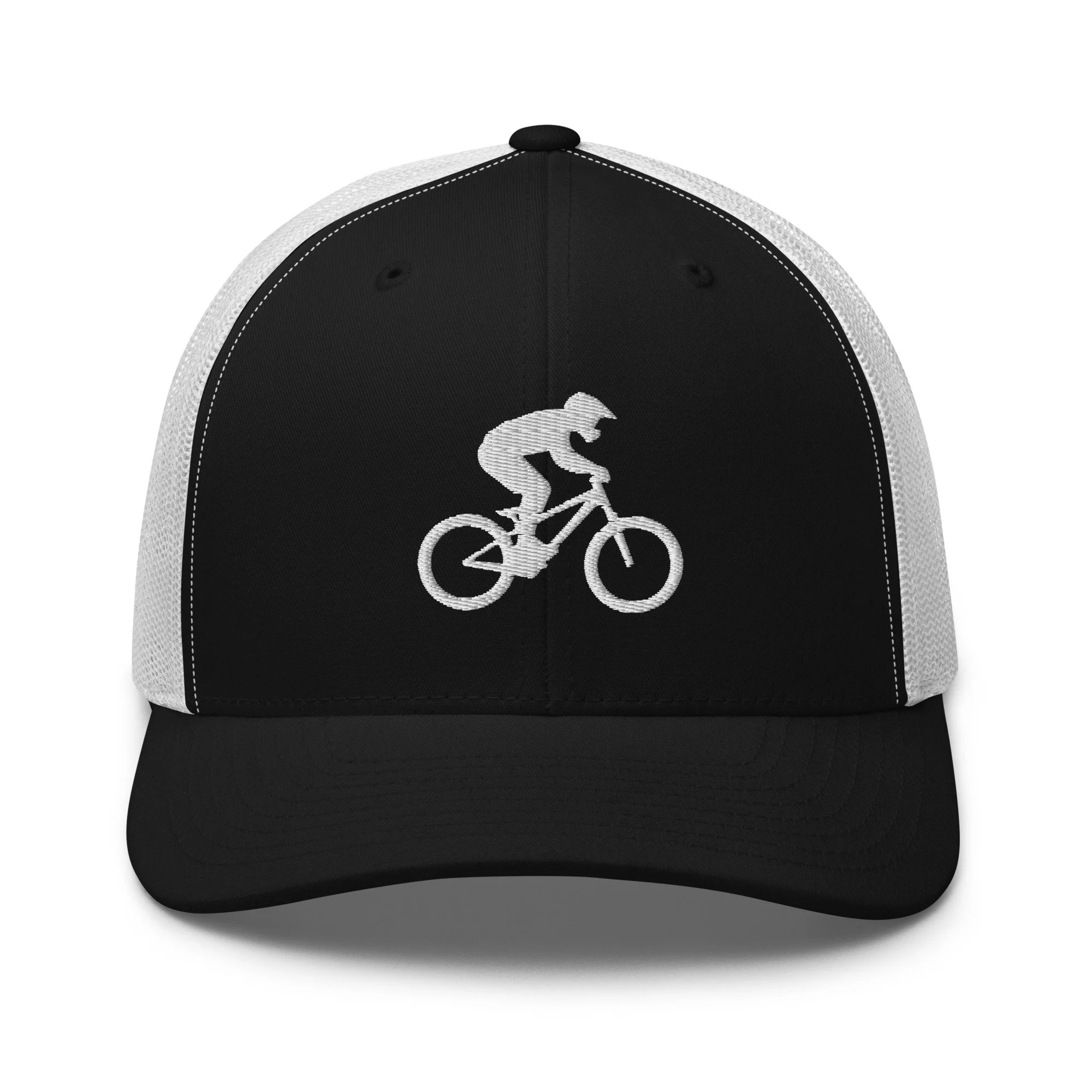 Embroidered Mountain Biker Retro Trucker Cap