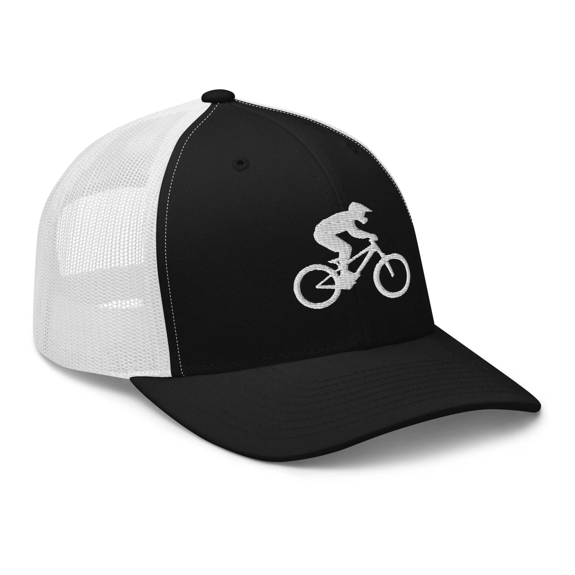 Embroidered Mountain Biker Retro Trucker Cap