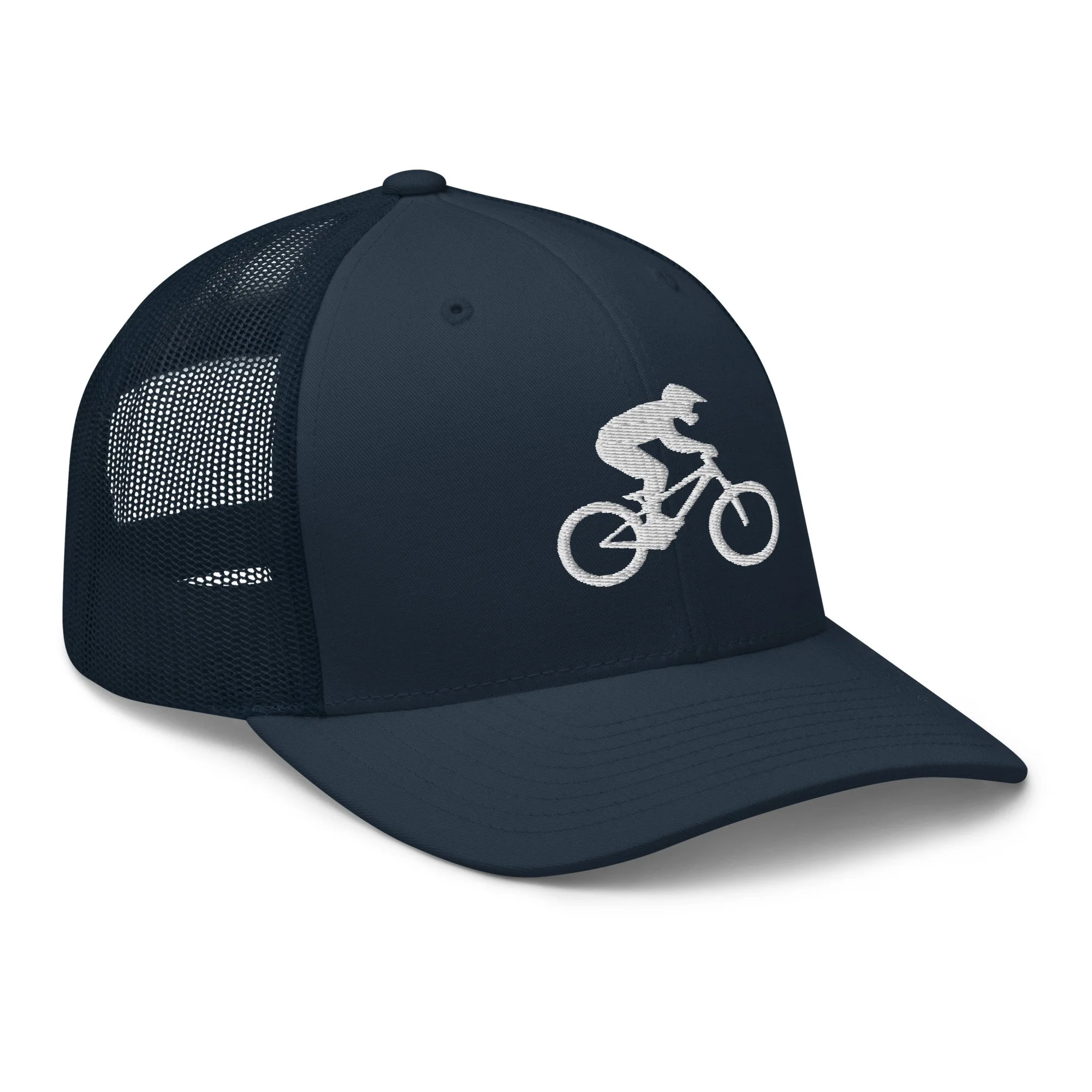 Embroidered Mountain Biker Retro Trucker Cap