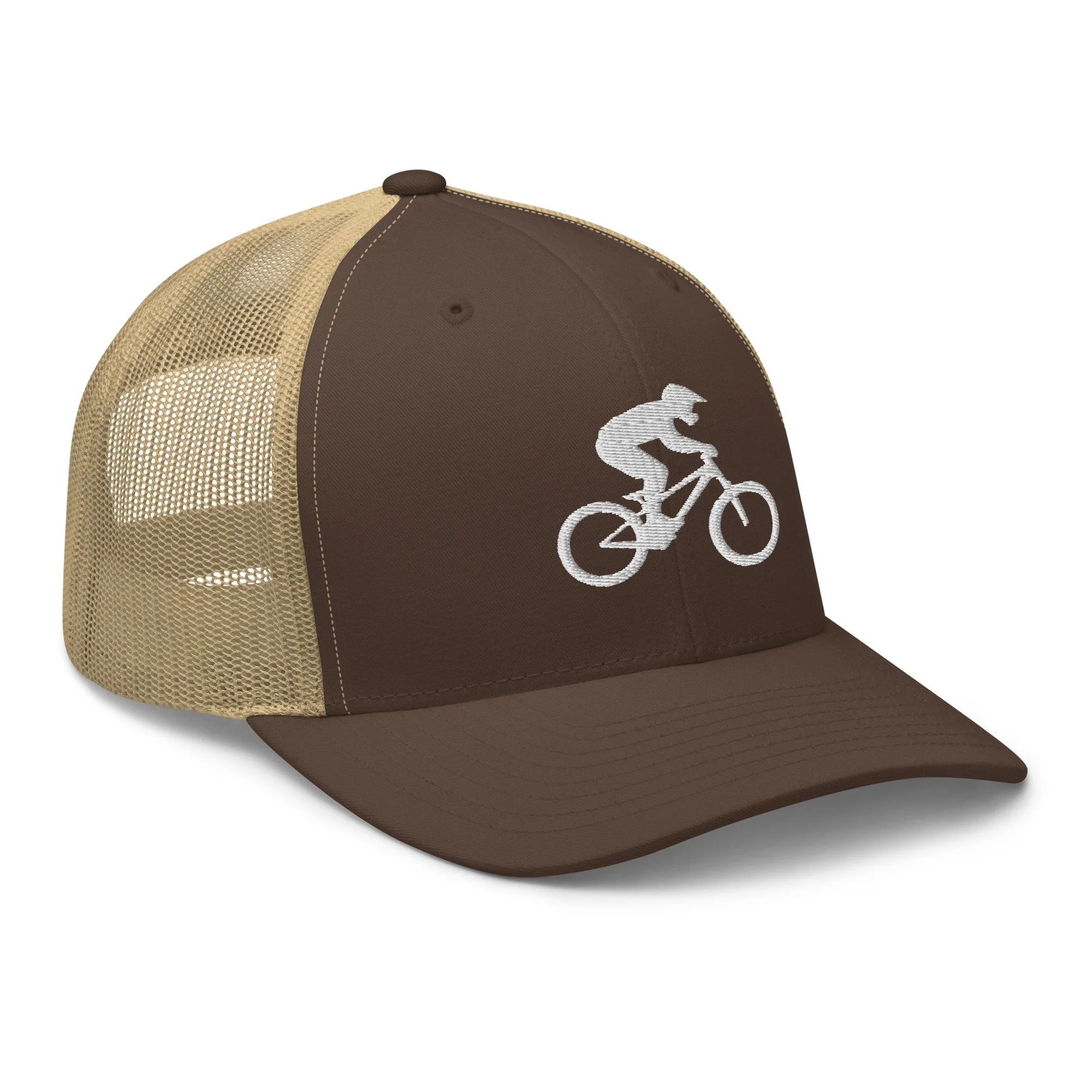 Embroidered Mountain Biker Retro Trucker Cap