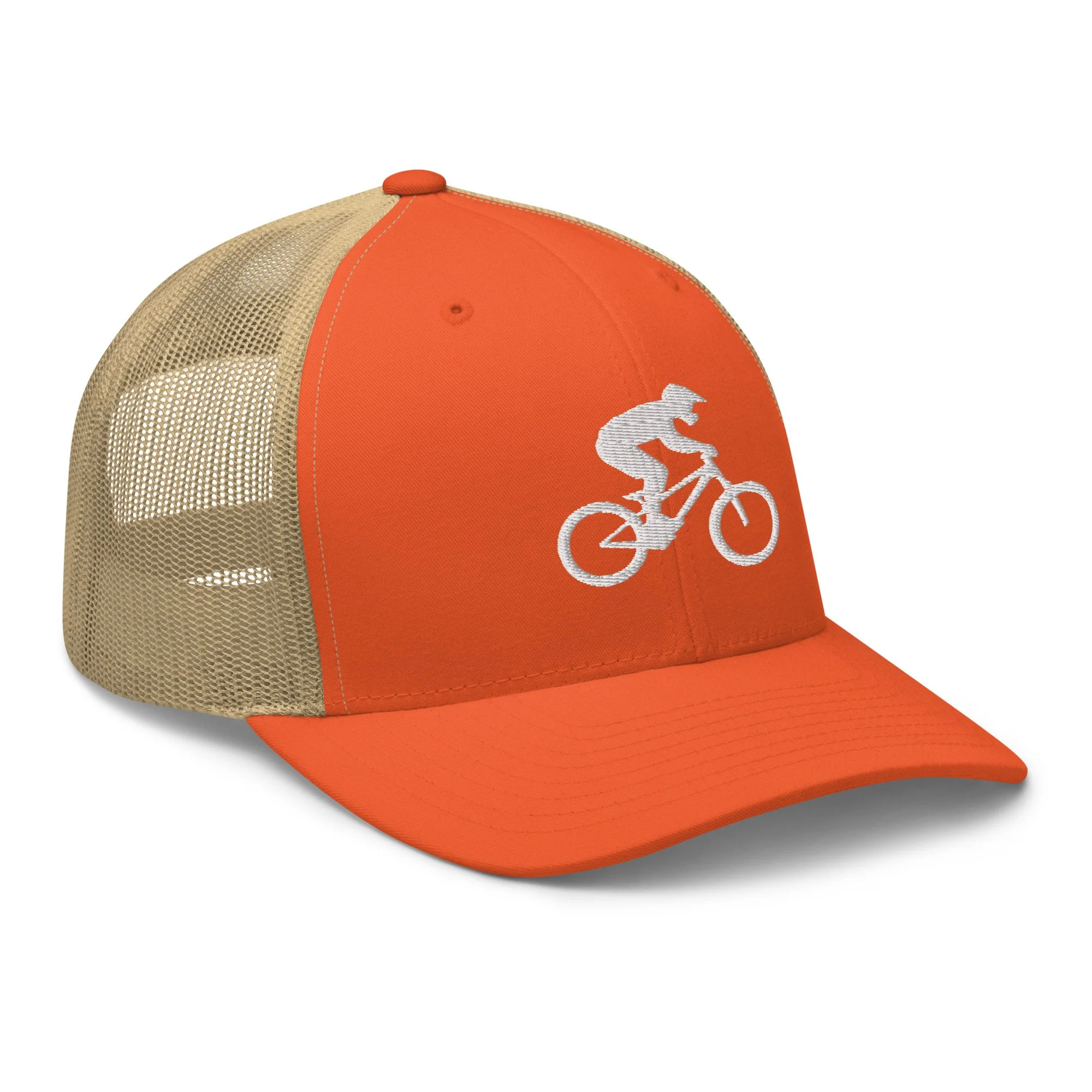 Embroidered Mountain Biker Retro Trucker Cap