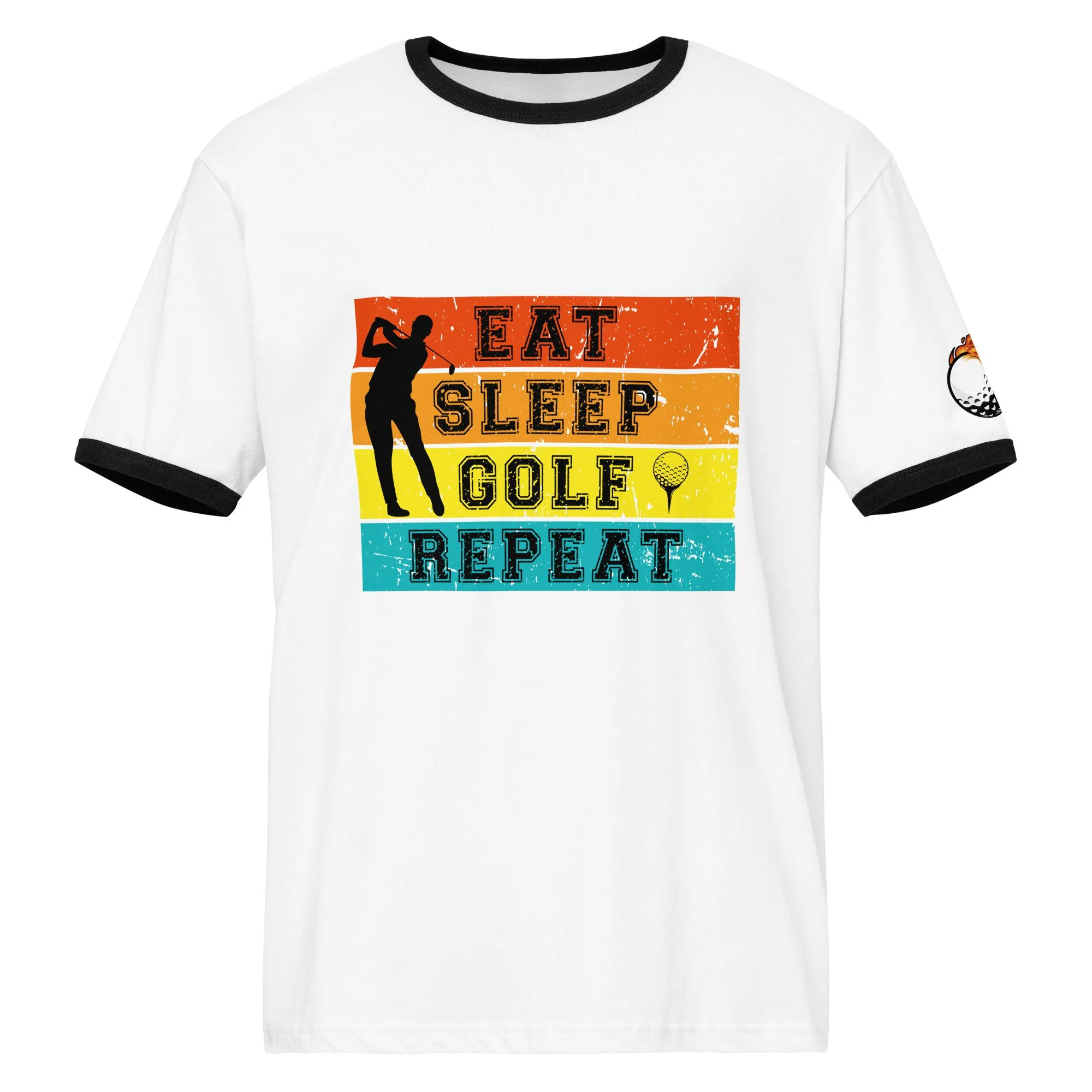 Eat Sleep Golf Repeat Ringer Tee