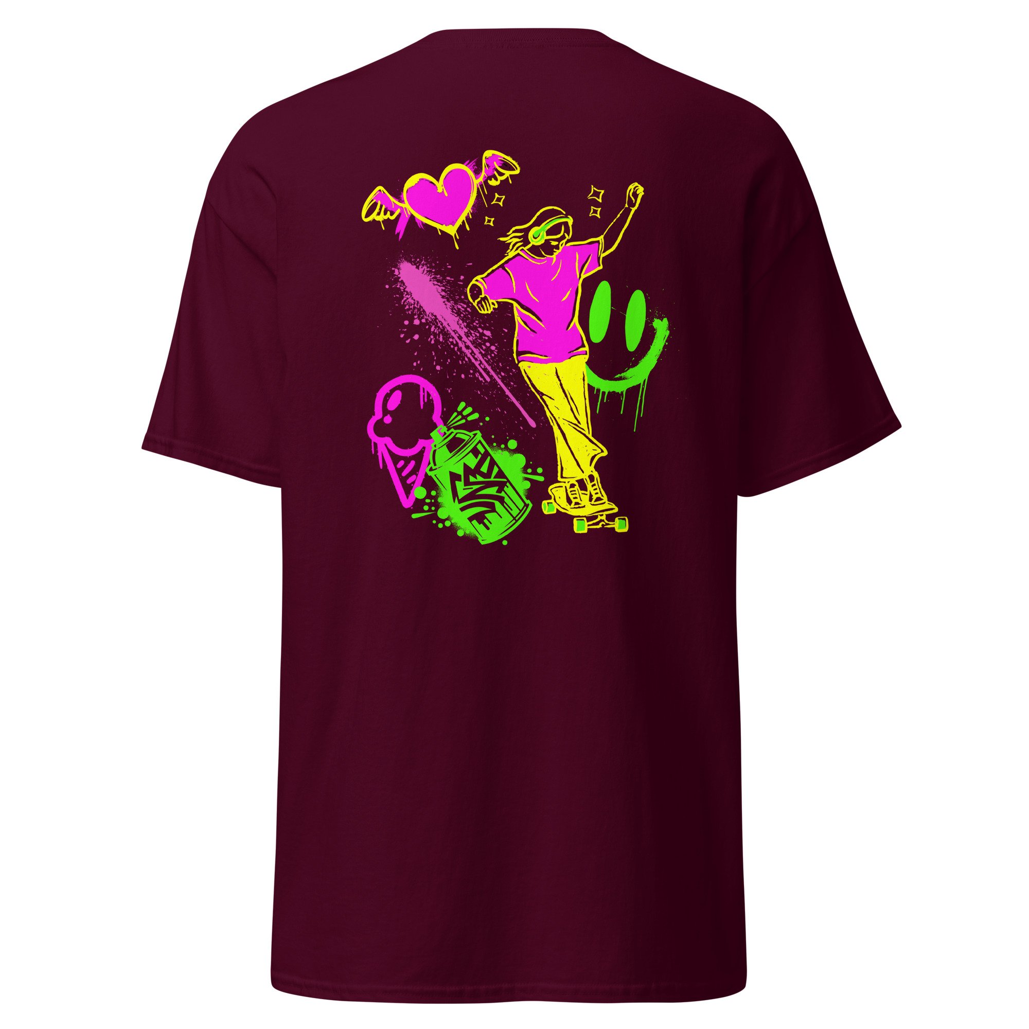 Graffiti Style Skateboarding Girl Graphic T-shirt