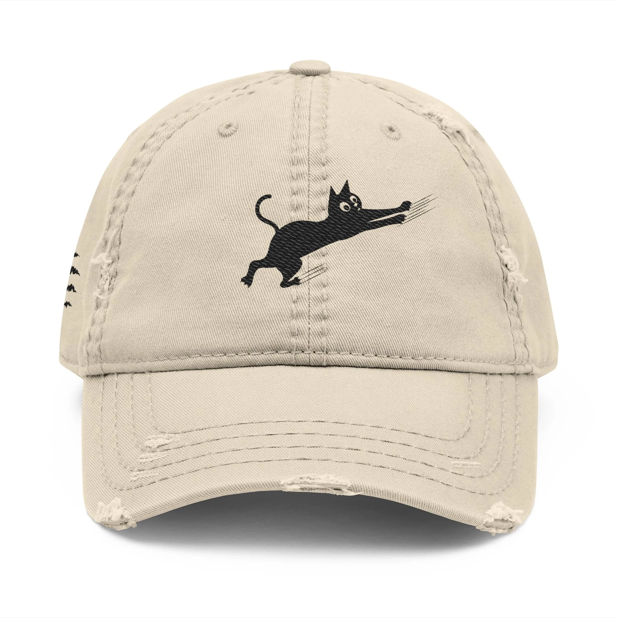 Embroidered Cat Clawing Distressed Dad Hat