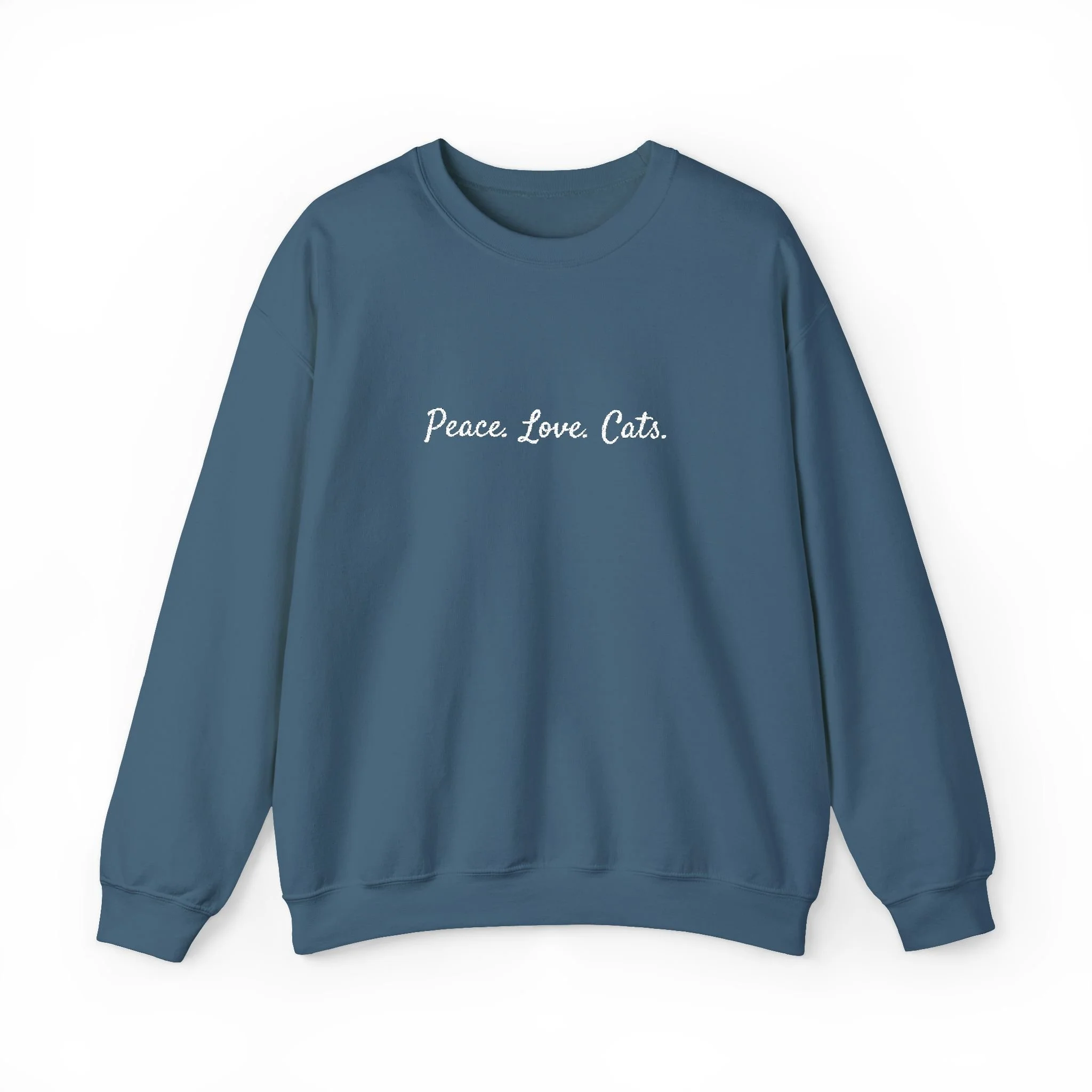 Embroidered Peace Love Cats Crewneck Sweatshirt