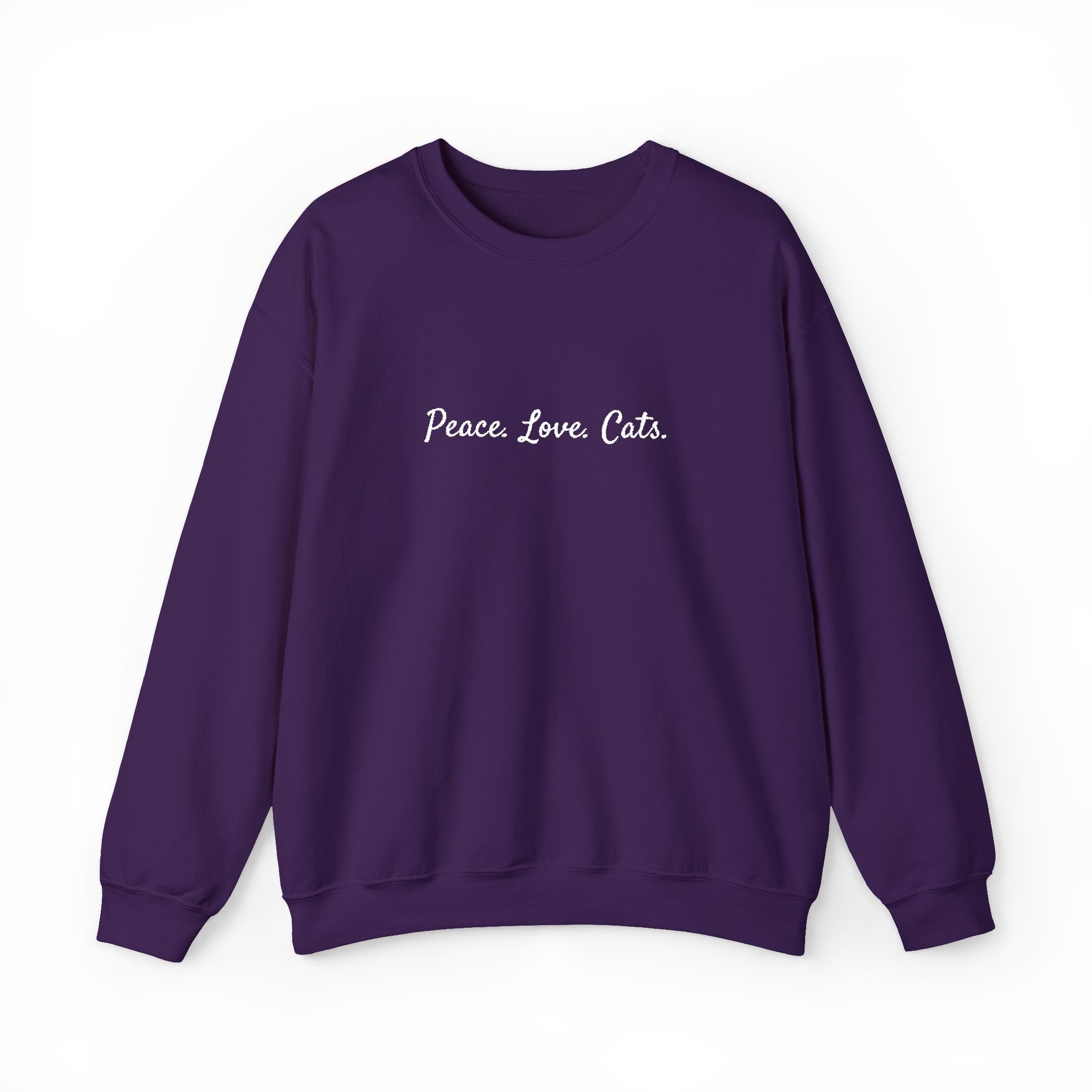 Embroidered Peace Love Cats Crewneck Sweatshirt