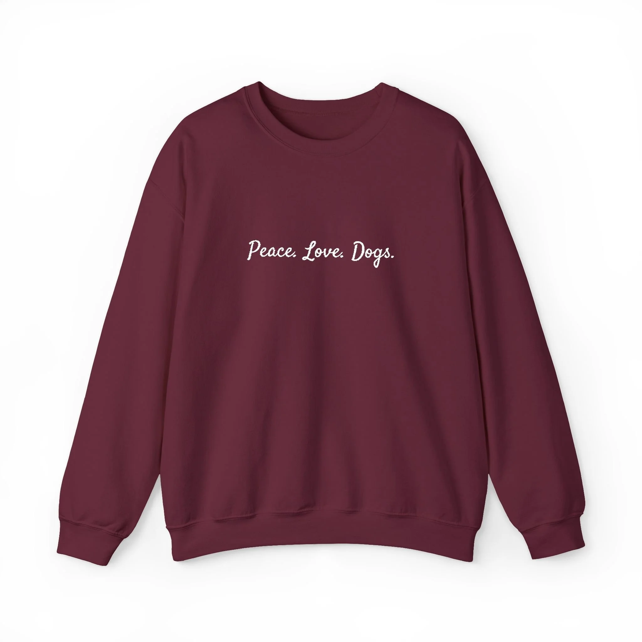 Embroidered Peace Love Dogs Crewneck Sweatshirt