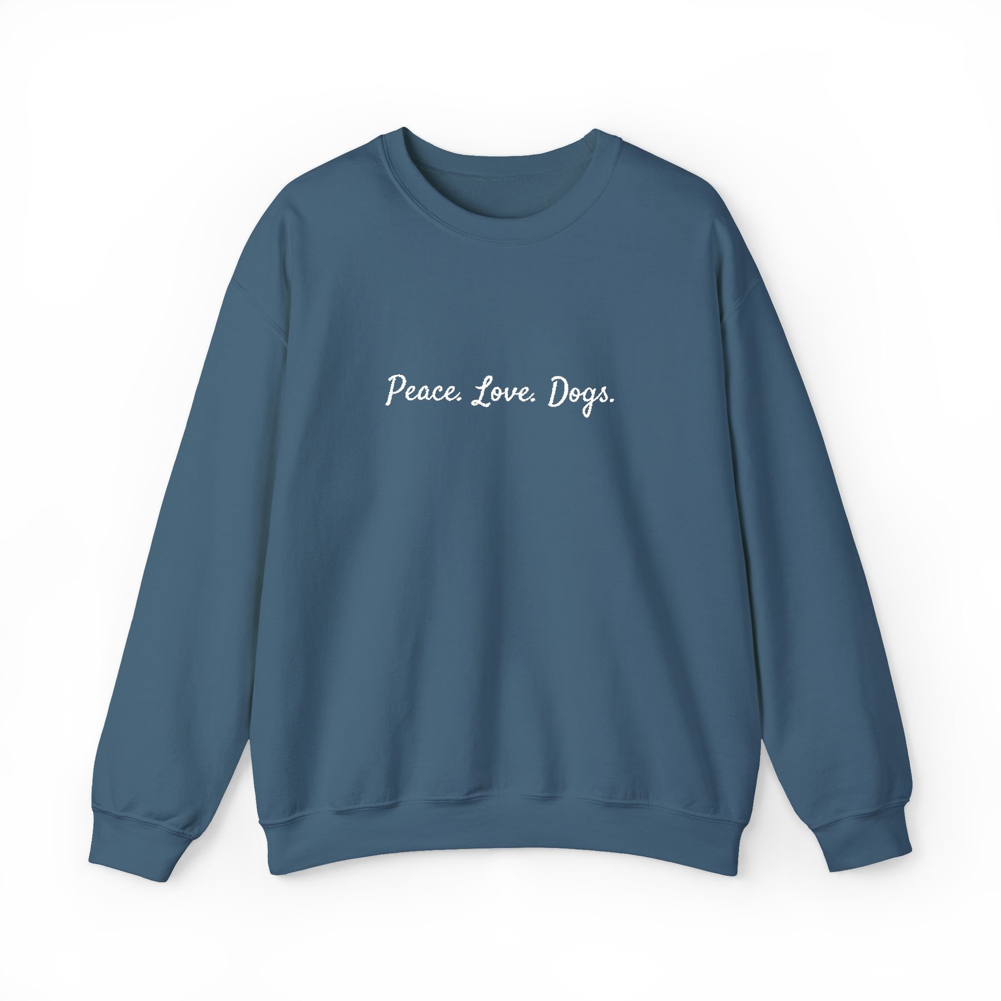 Embroidered Peace Love Dogs Crewneck Sweatshirt
