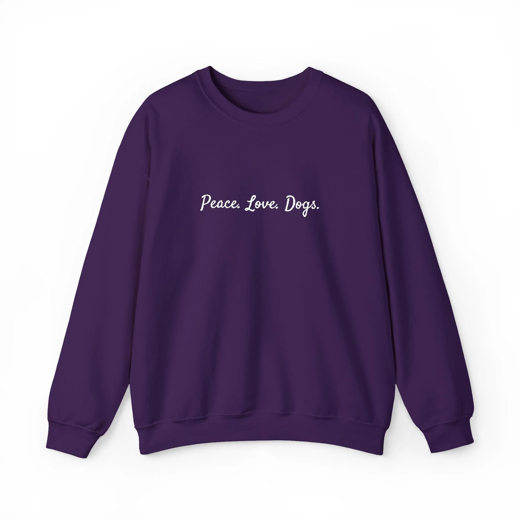 Embroidered Peace Love Dogs Crewneck Sweatshirt