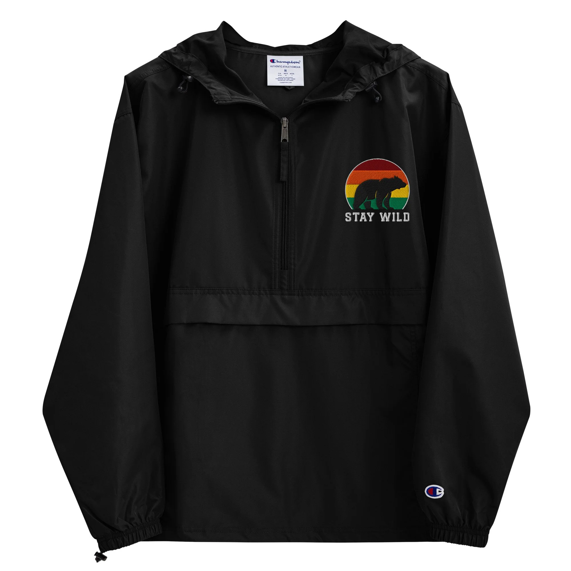 Stay Wild Bear Embroidered Champion Packable Jacket