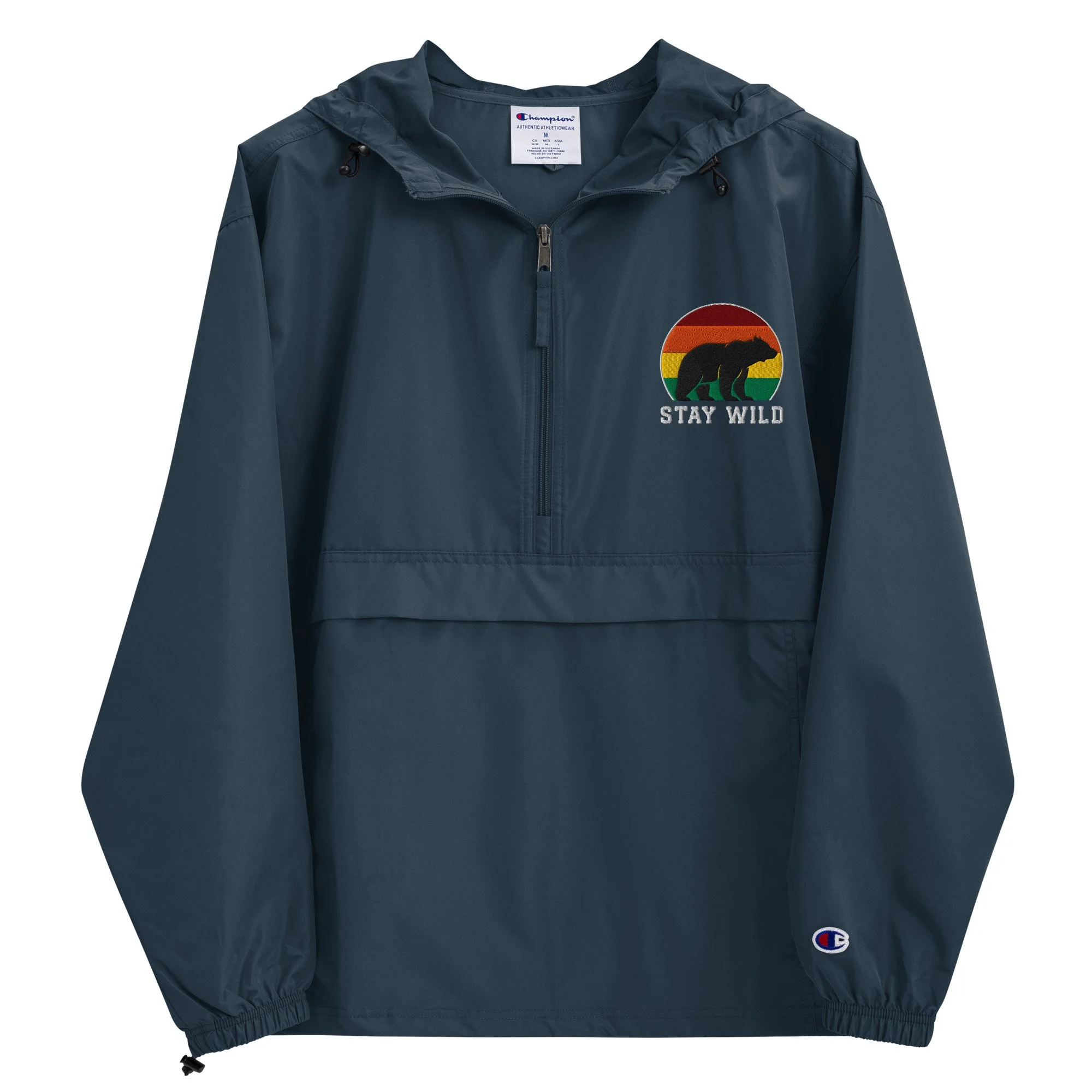 Stay Wild Bear Embroidered Champion Packable Jacket