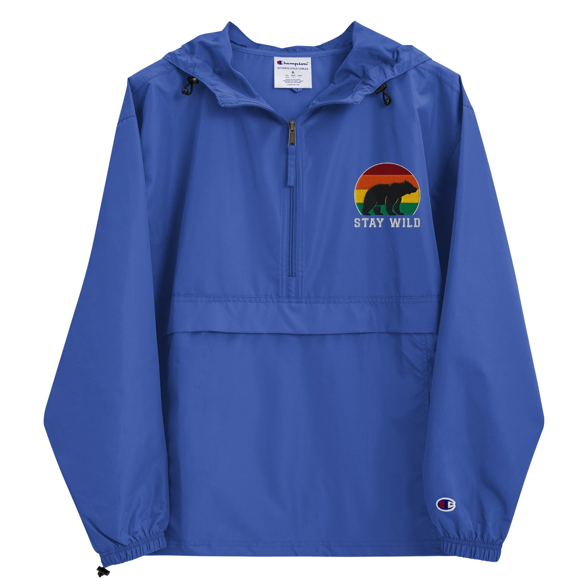 Stay Wild Bear Embroidered Champion Packable Jacket