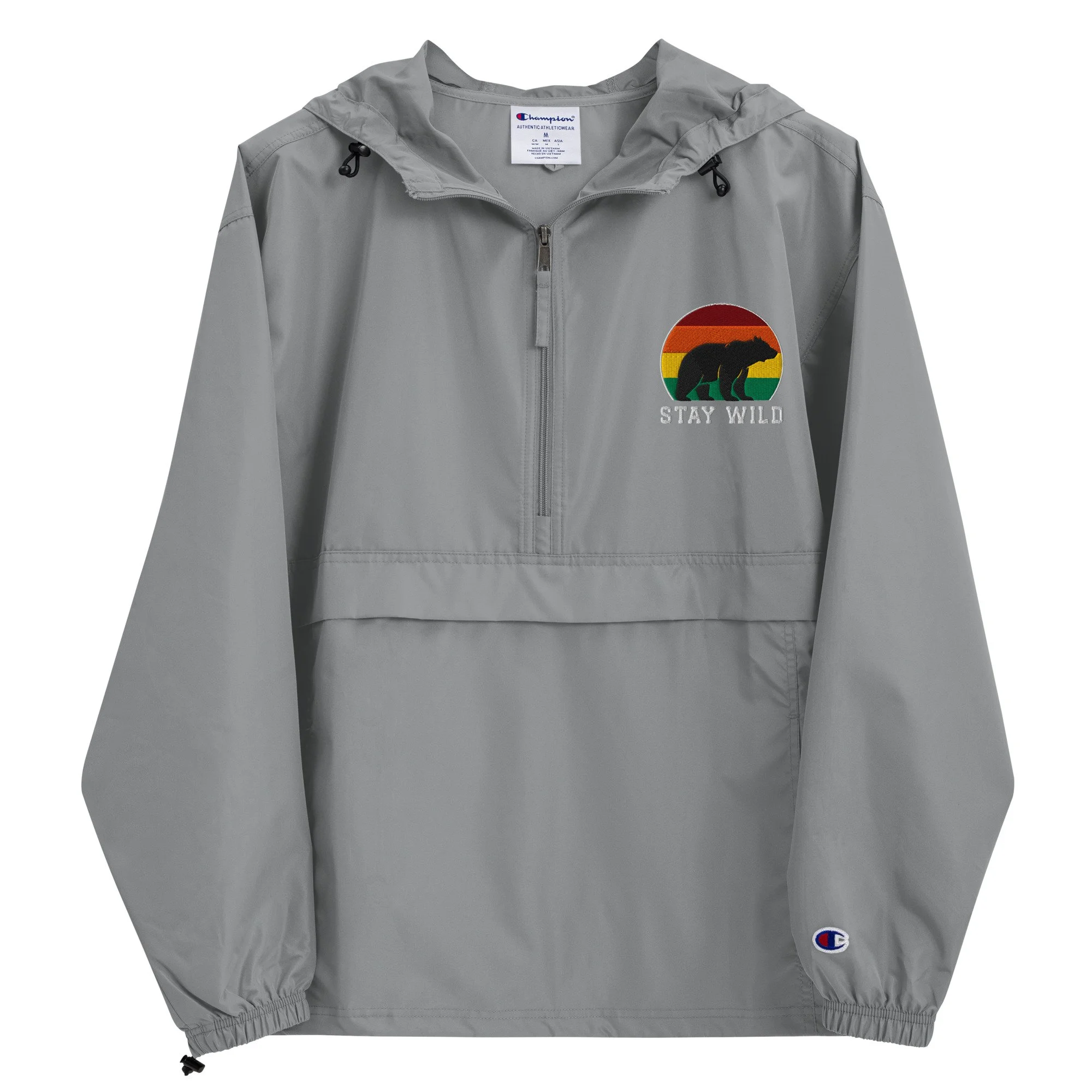Stay Wild Bear Embroidered Champion Packable Jacket